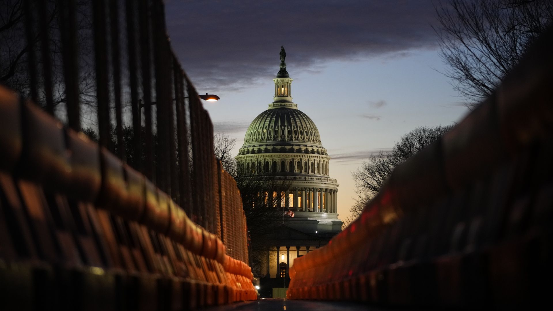 U.S. Capitol building at night.