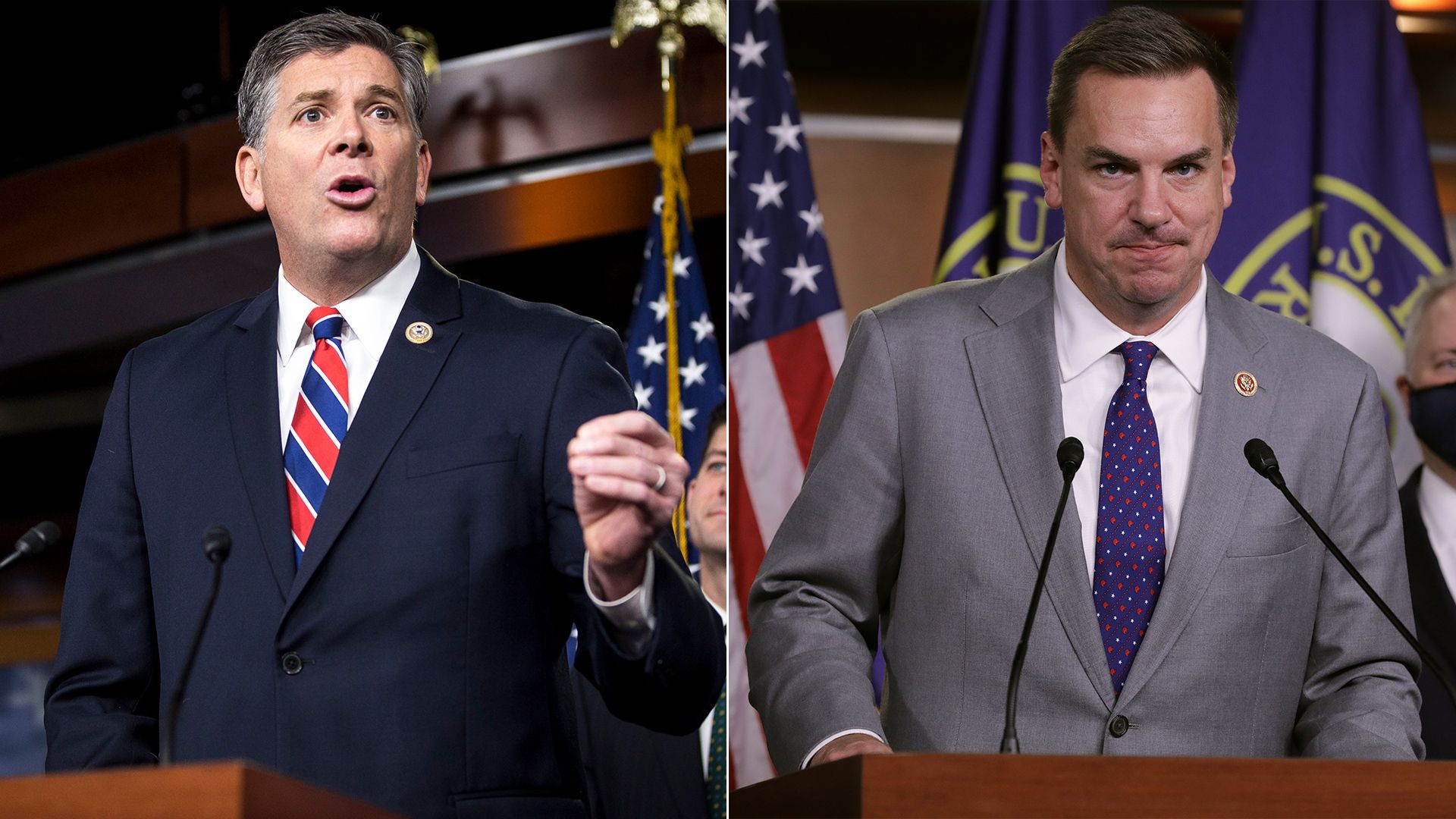 Reps. Darin LaHood and Richard Hudson are seen side-by-side in a photo array.