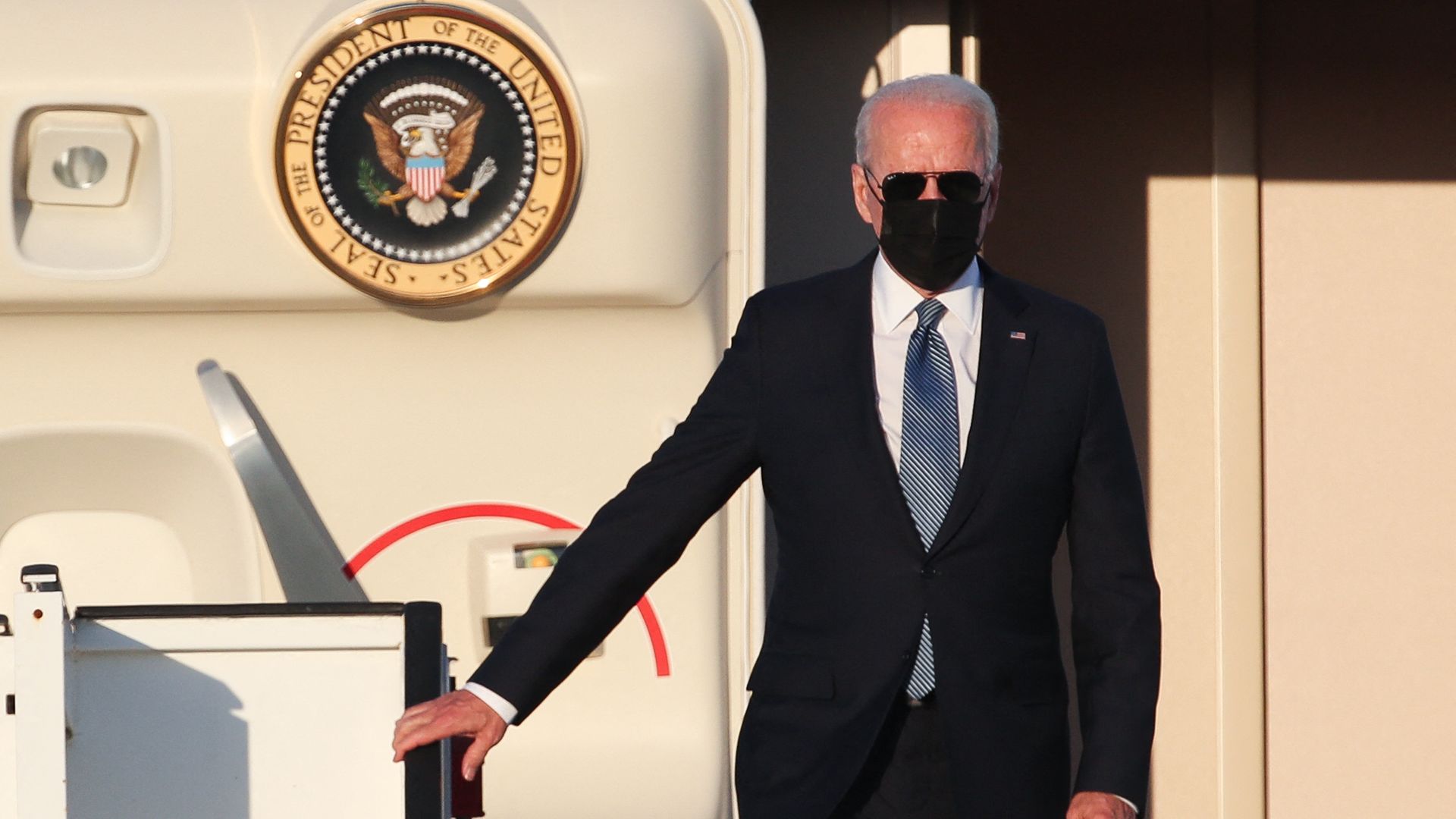 Joe Biden arrives at Melsbroek Military Airport in Brussels, on June 13, 2021