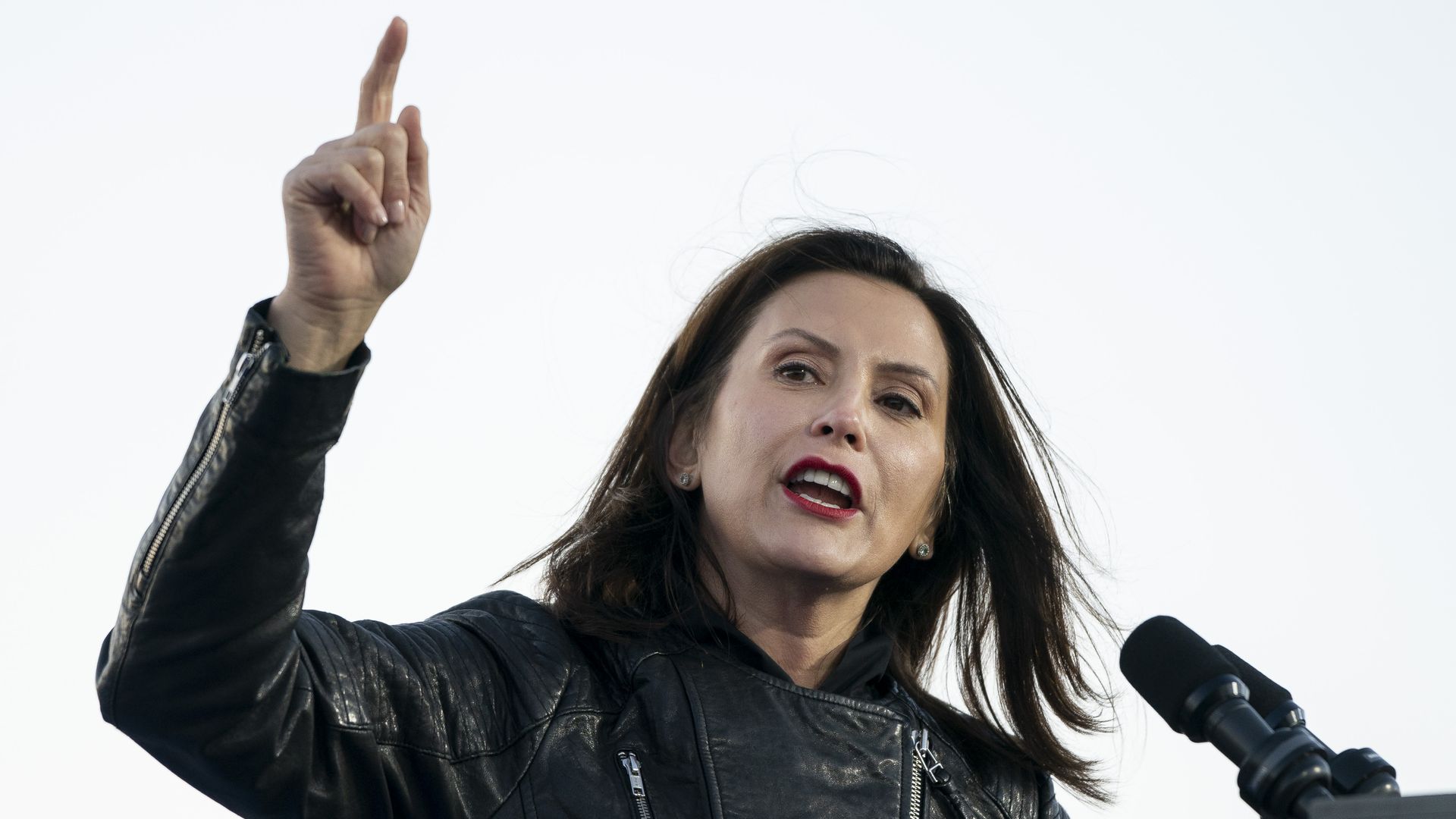 Gov. Gretchen Whitmer during a rally  at Belle Isle on October 31, 2020 in Detroit, Michigan