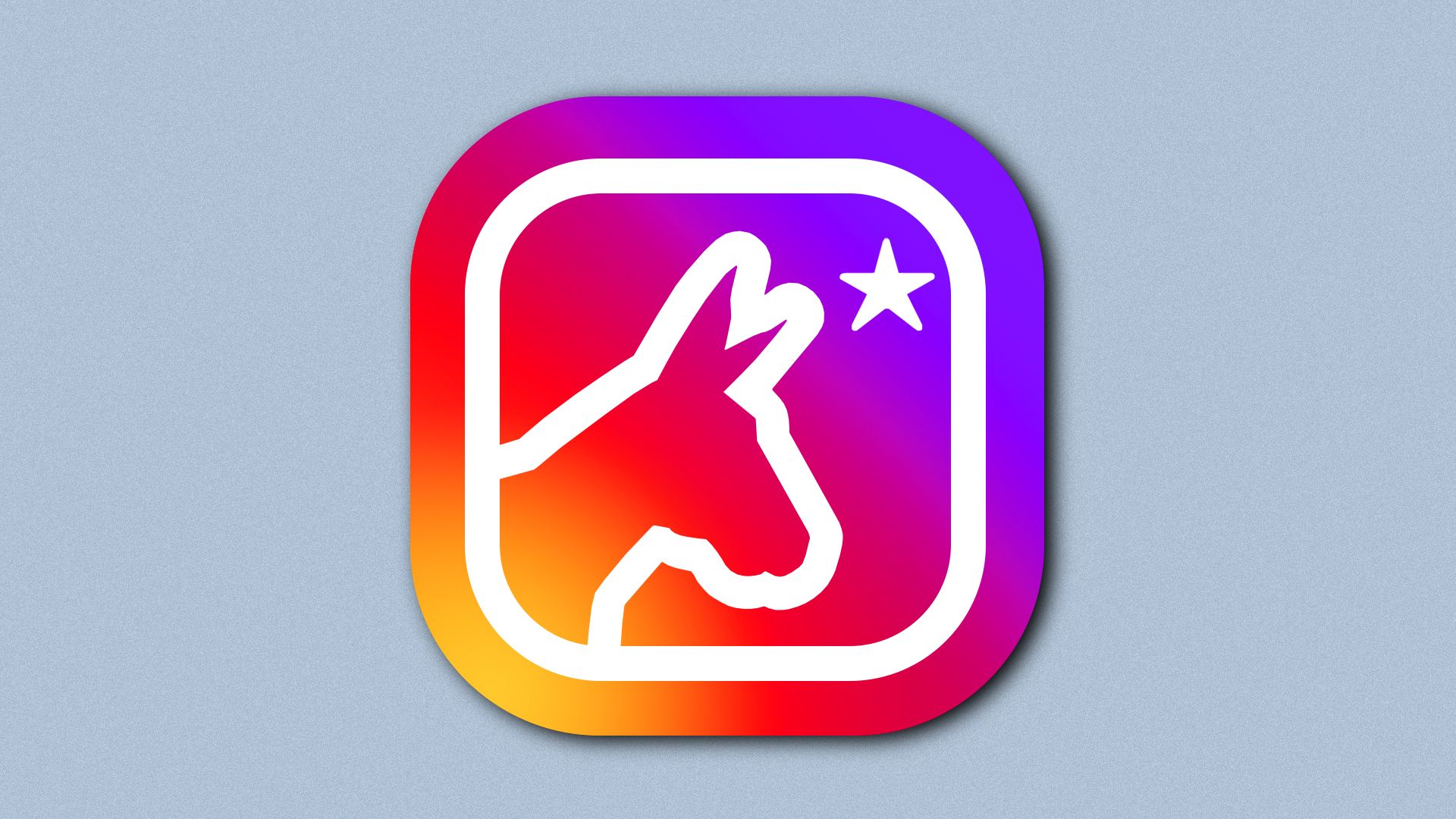 Illustration of the Instagram logo with a Democrat donkey at center