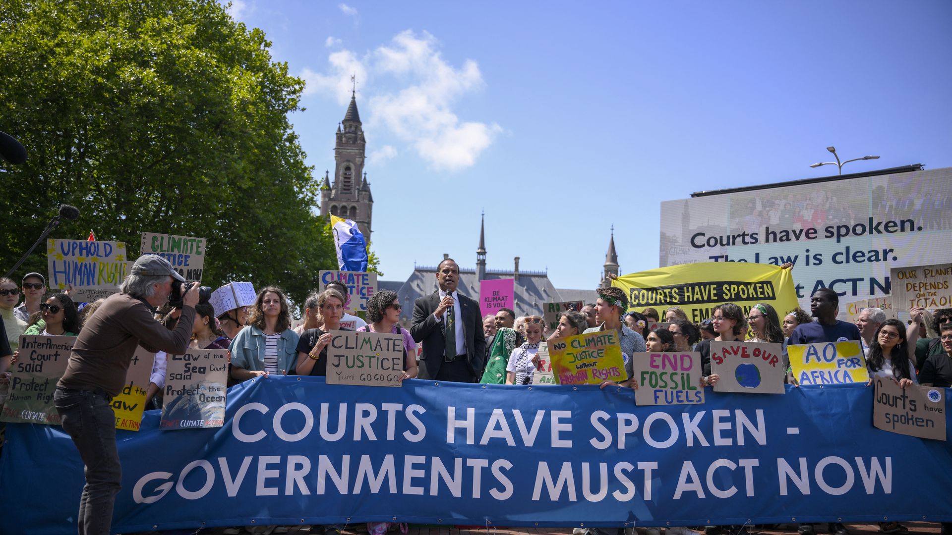 Climate activists at the Hague