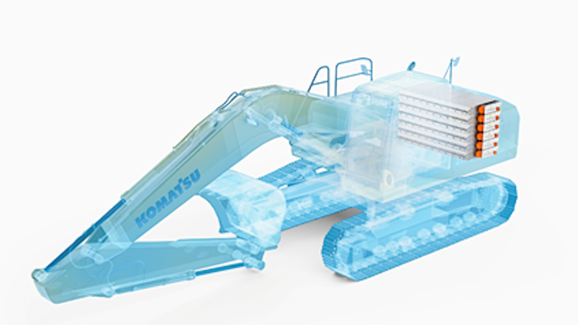 Drawing of Komatsu’s planned battery-electric hydraulic excavator