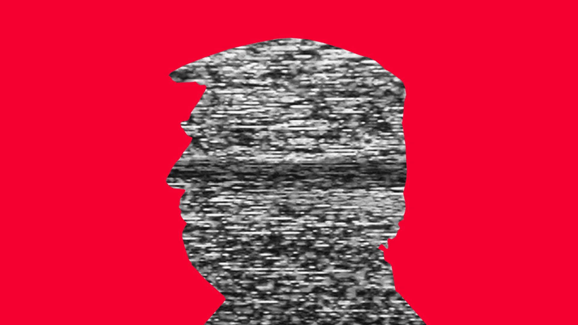Animated illustration of Trump's silhouette filled with television static