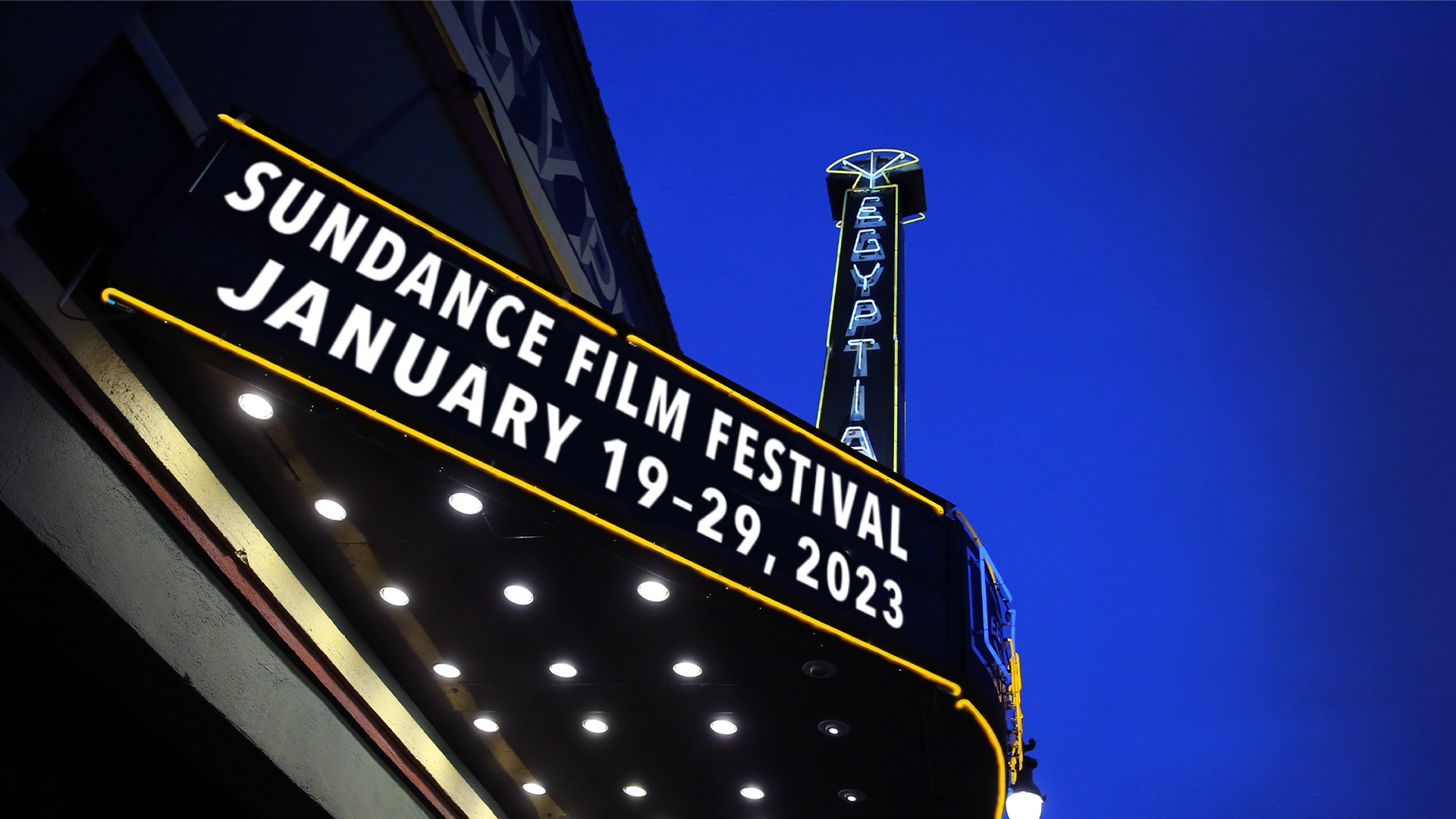The marquee sign of the 2023 Sundance Film Festival.