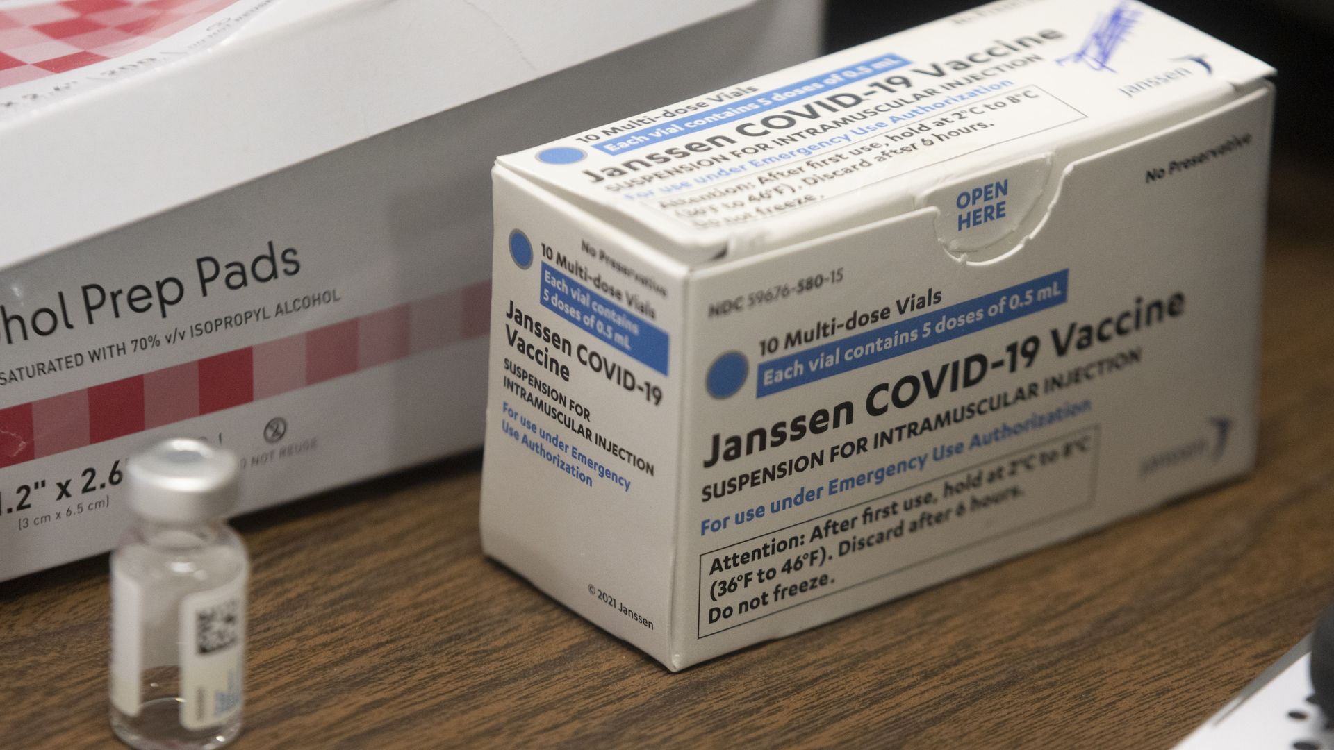 A Johnson & Johnson coronavirus vaccine in Charleston, West Virginia, on March 18.
