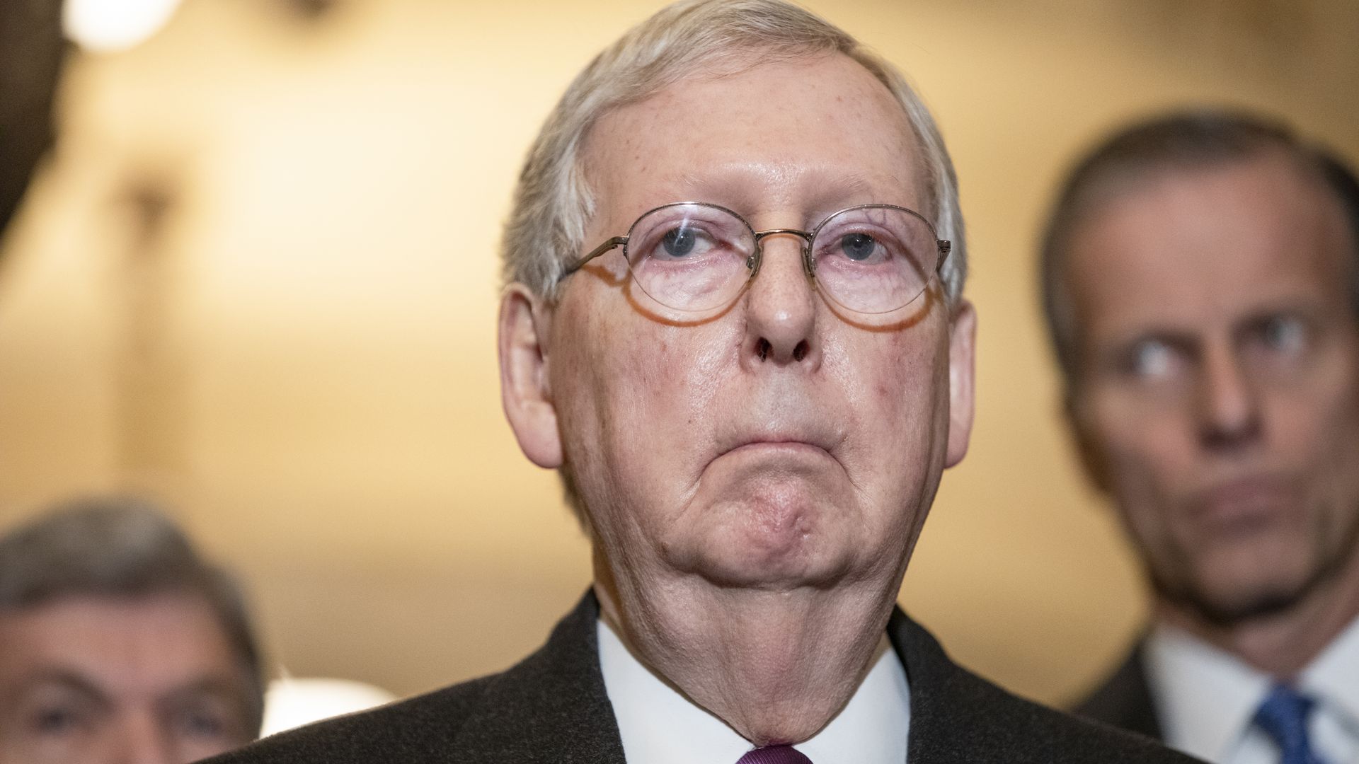 Photo of Mitch McConnell, Senate majority leader, pursing his lips