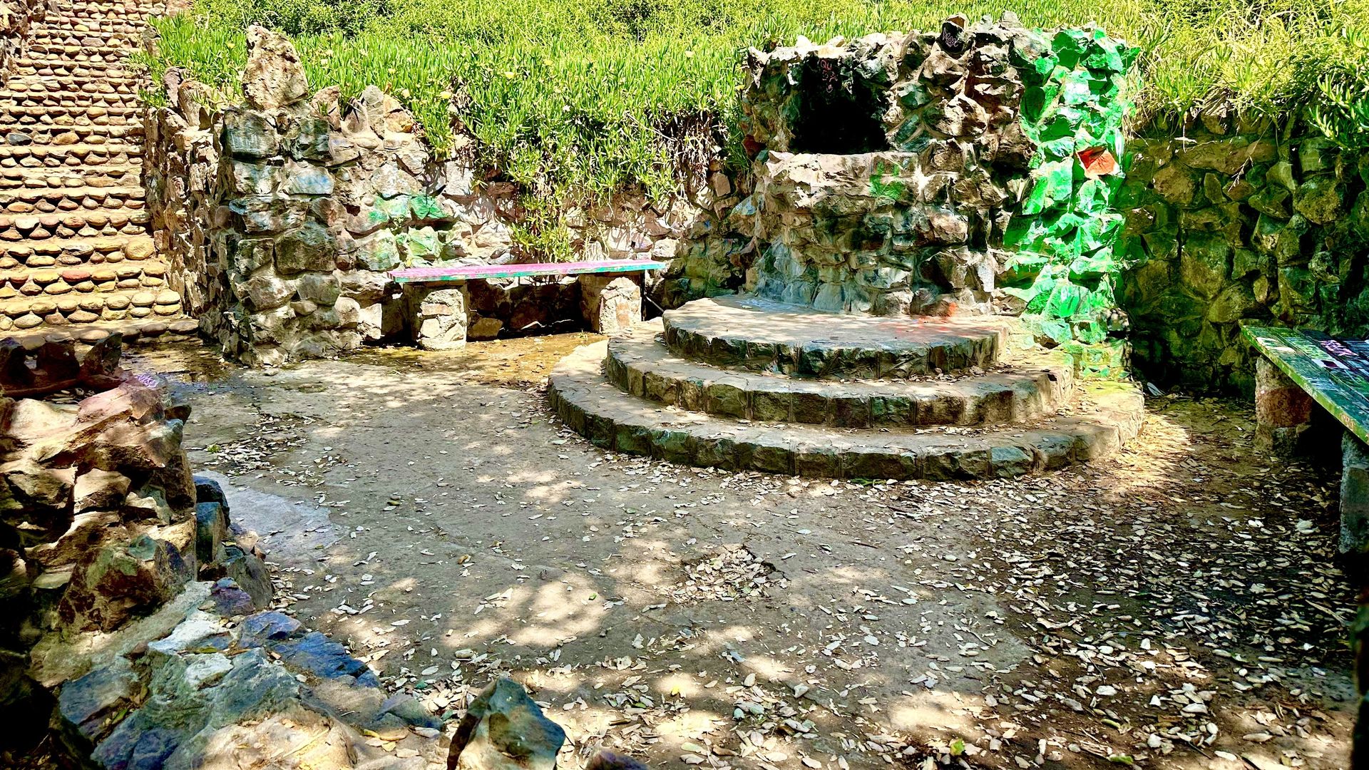 Golden Hill Fountain Grotto, covered in graffiti 