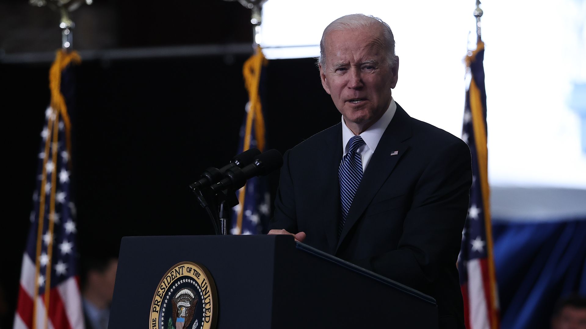 U.S. President Biden delivers remarks in Portsmouth, New Hampshire, United States on April 19, 2022