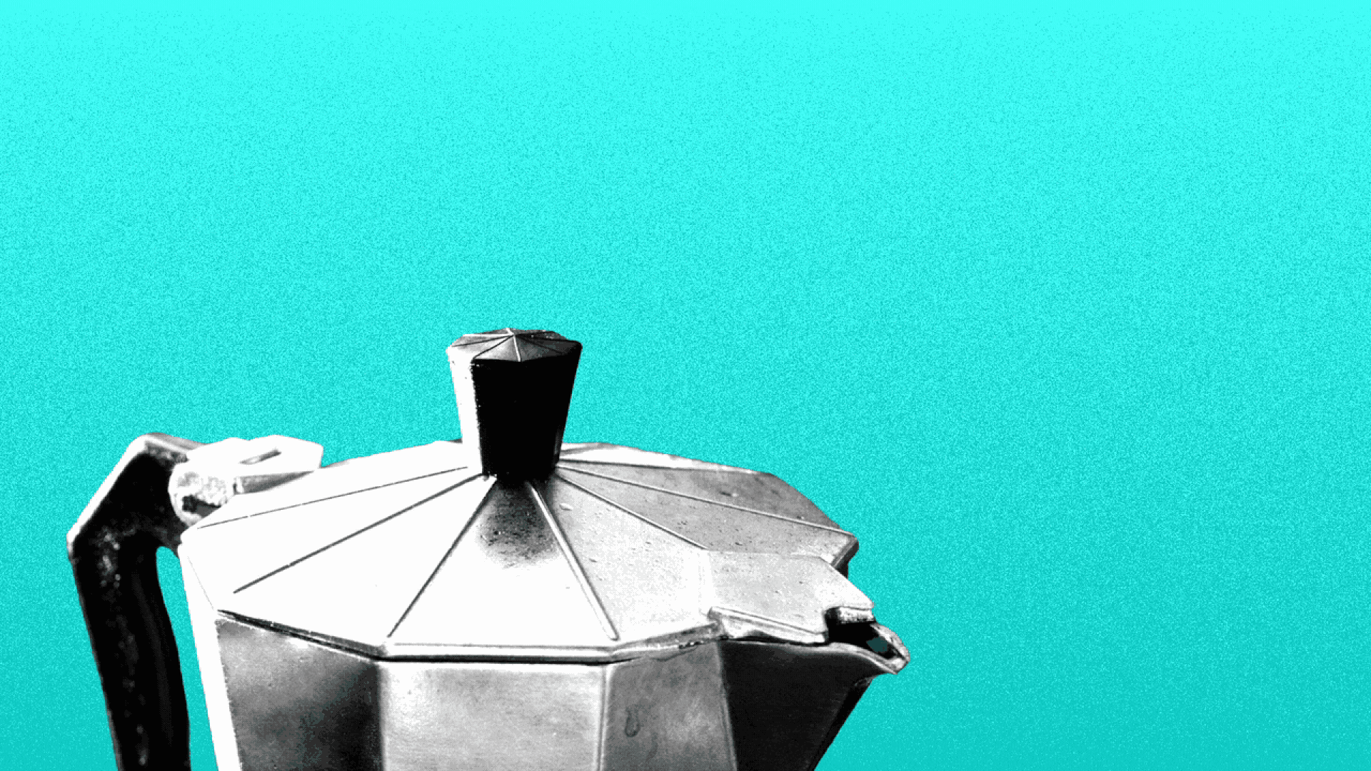 Illustration of a moka coffee pot with steam in the shape of the Axios logo coming out of the spout.