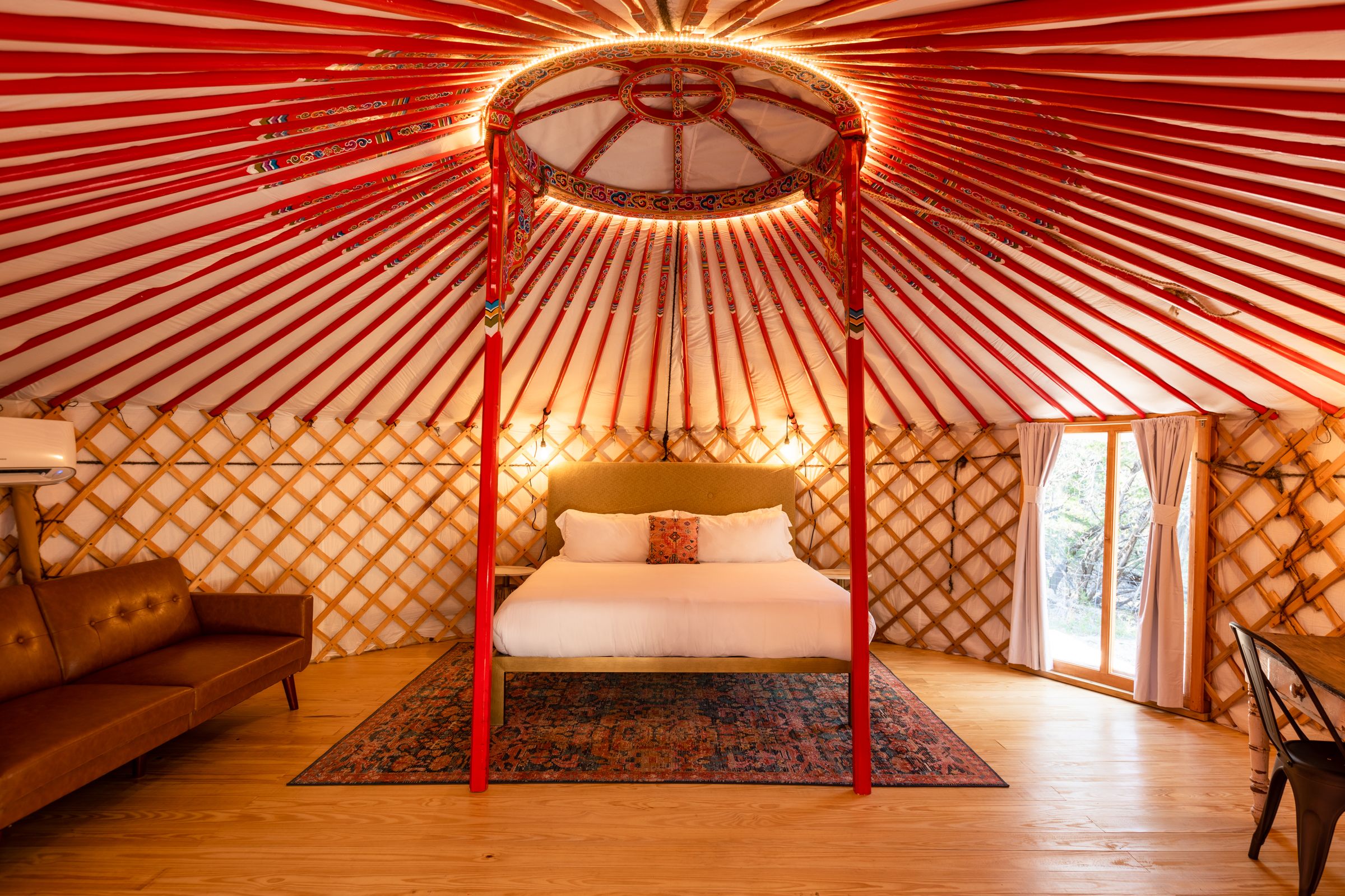 interior bedroom view of yurt