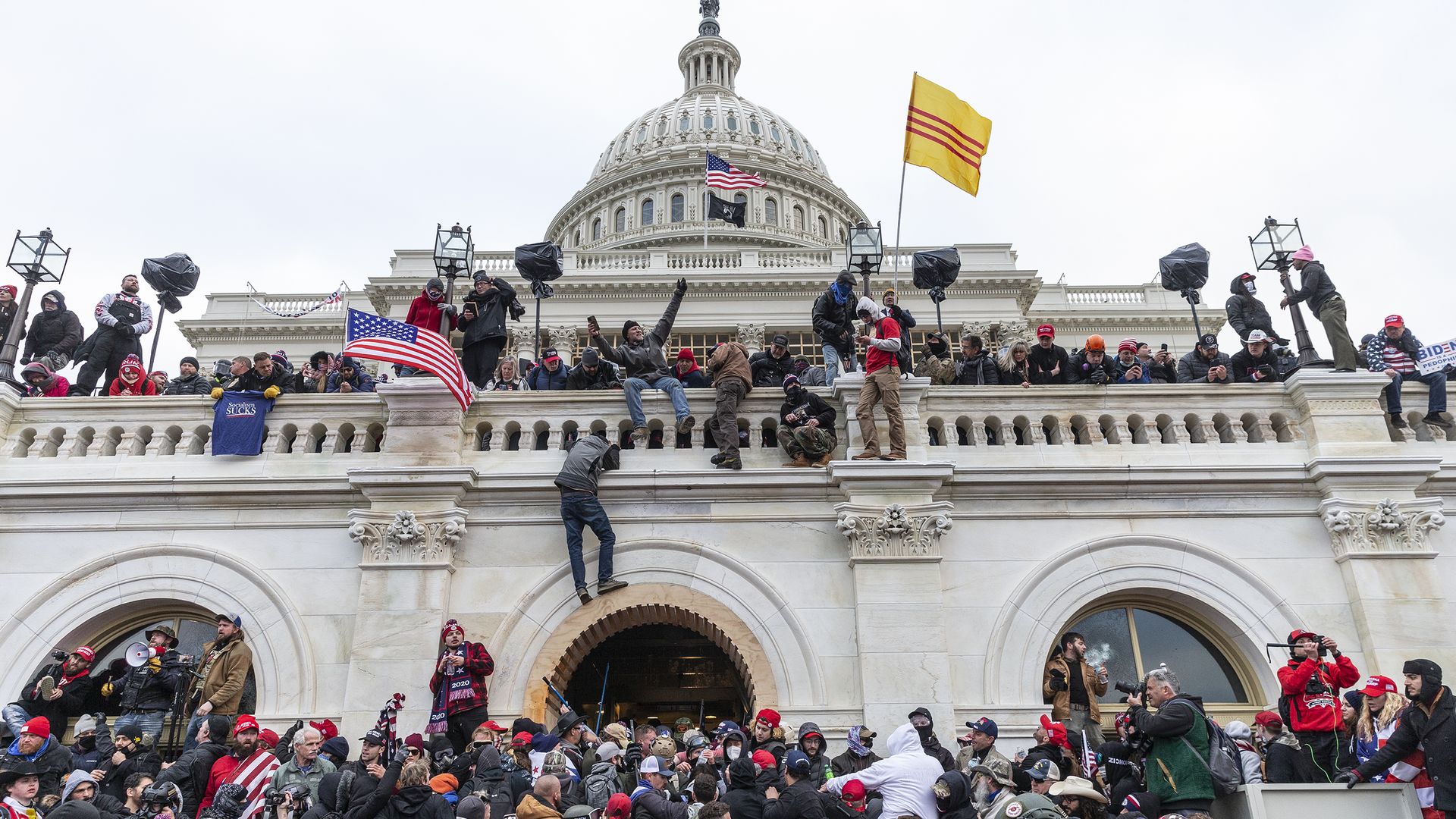 Protesters at the Capitol building. Photo by Lev Radin/Pacific Press/LightRocket via Getty Images)