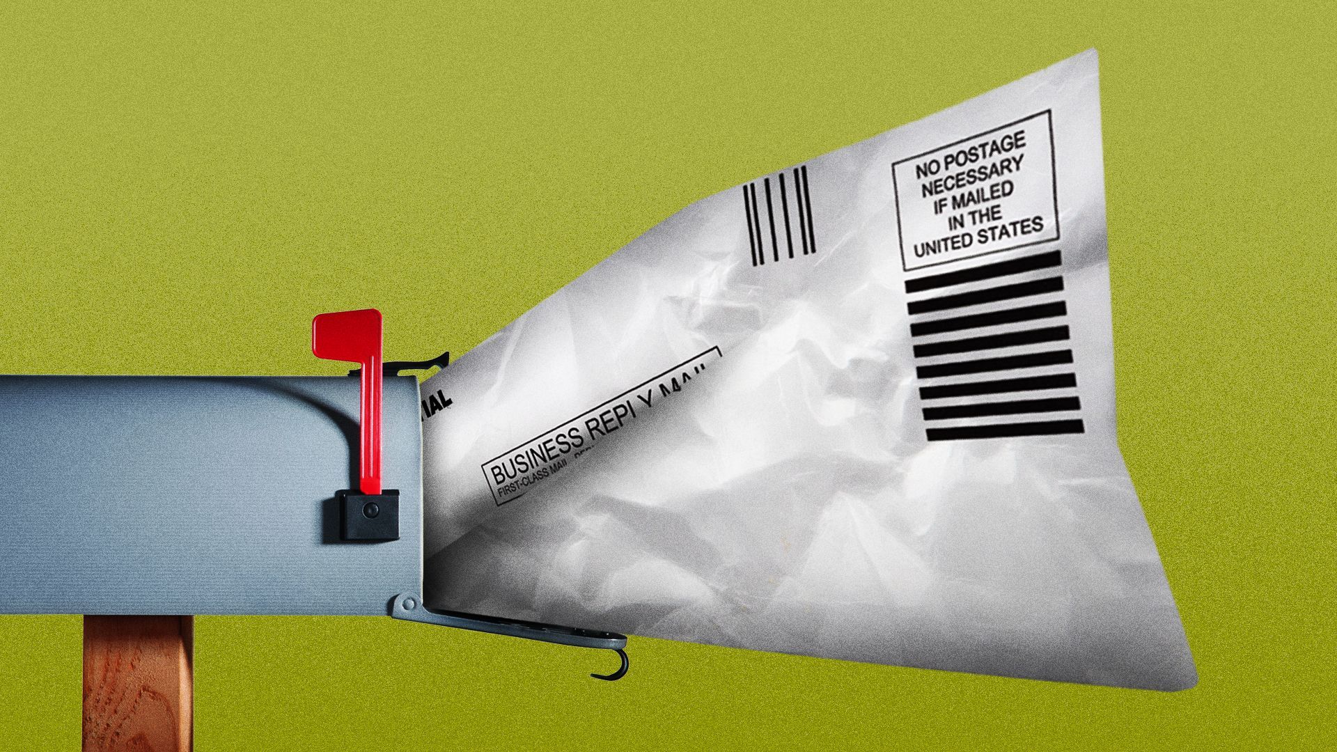 Illustration of a very large bill sticking out of a mailbox.