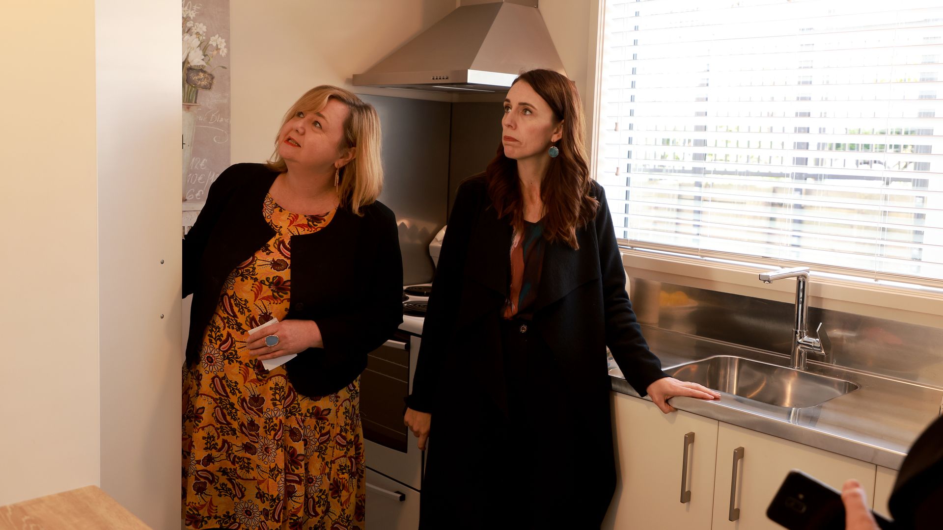  Prime Minister Jacinda Ardern and the Minister of Housing Megan Woods view inside the Flatbush Salvation Army Housing development on June 03, 2021 in Auckland, New Zealand. 