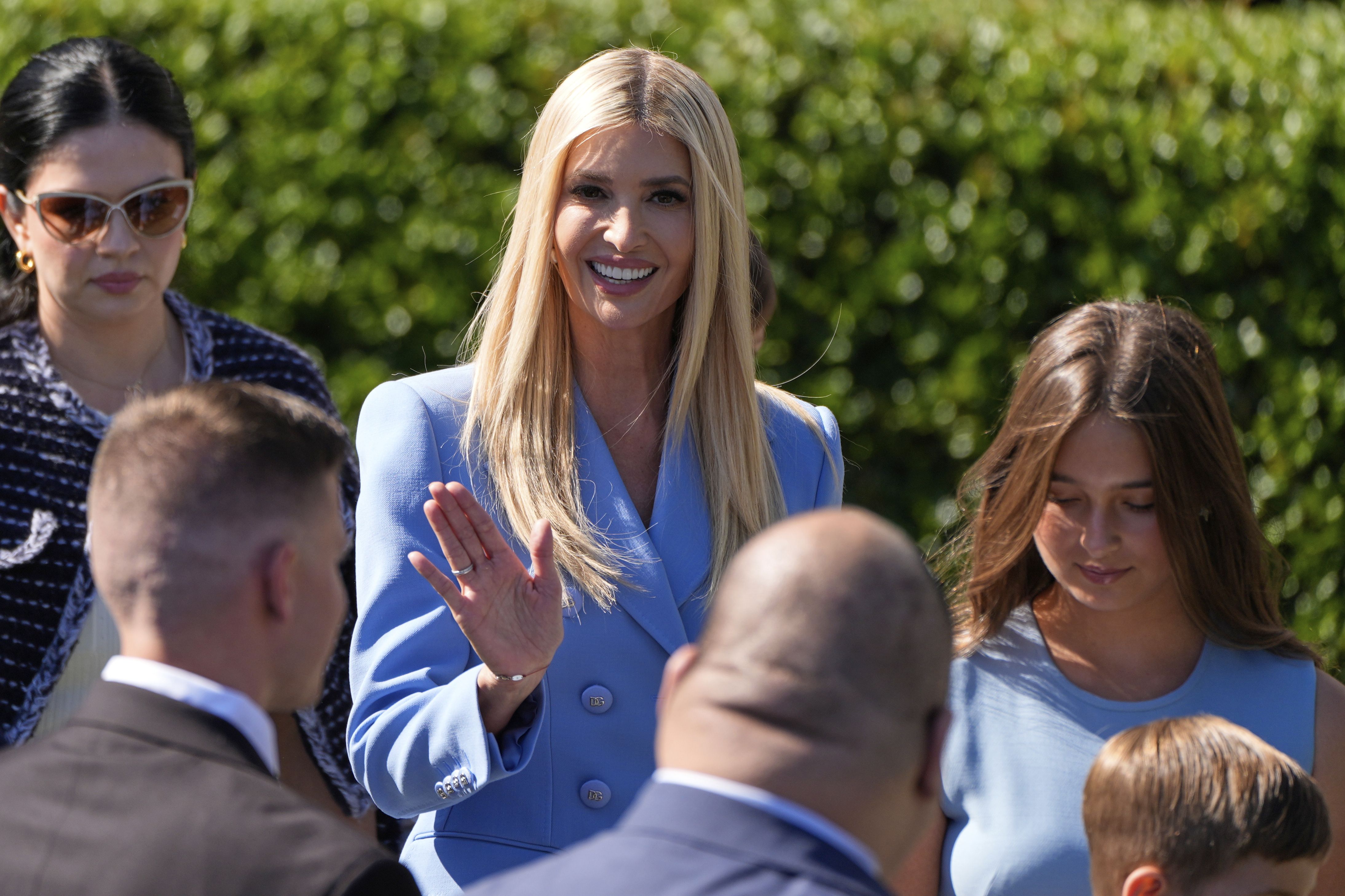 Ivanka Trump — along with her daughter, Arabella Kushner — greeted the Super Bowl champion Philadelphia Eagles on the South Lawn last month. Photo: Alex Brandon/AP