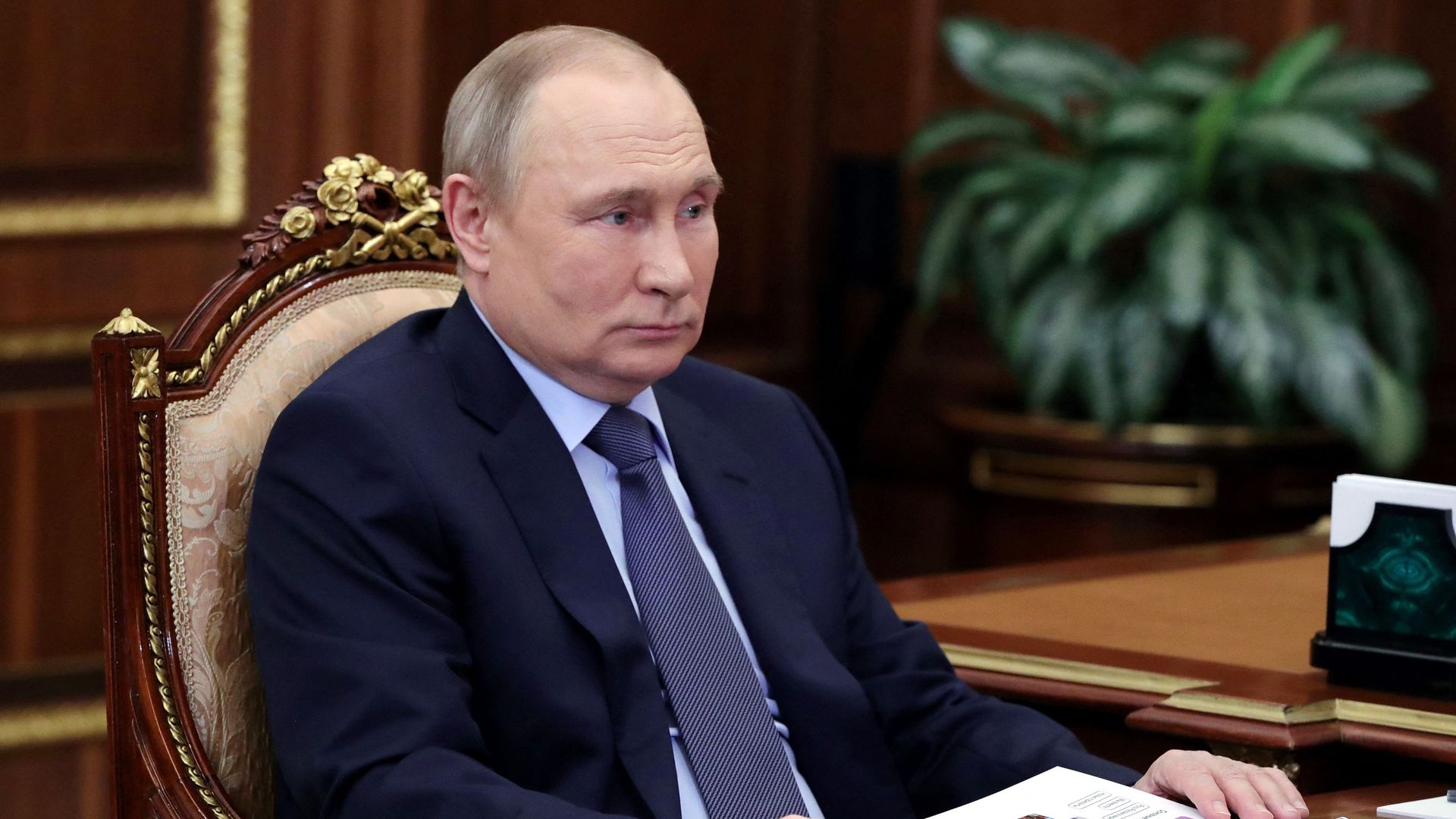 Russia's President Vladimir Putin listens during a meeting  in Moscow's Kremlin on May 5.
