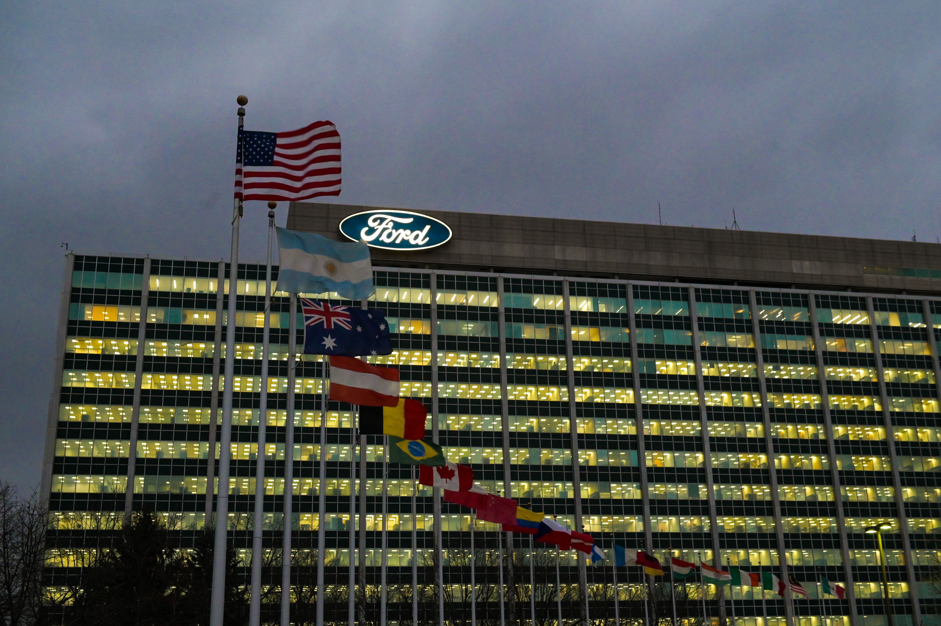 Ford Motor Company illuminates their world headquarters to support the Biden Inaugural Committee's COVID-19 Memorial: A National Moment of Unity and Remembrance in Dearborn, Michigan
