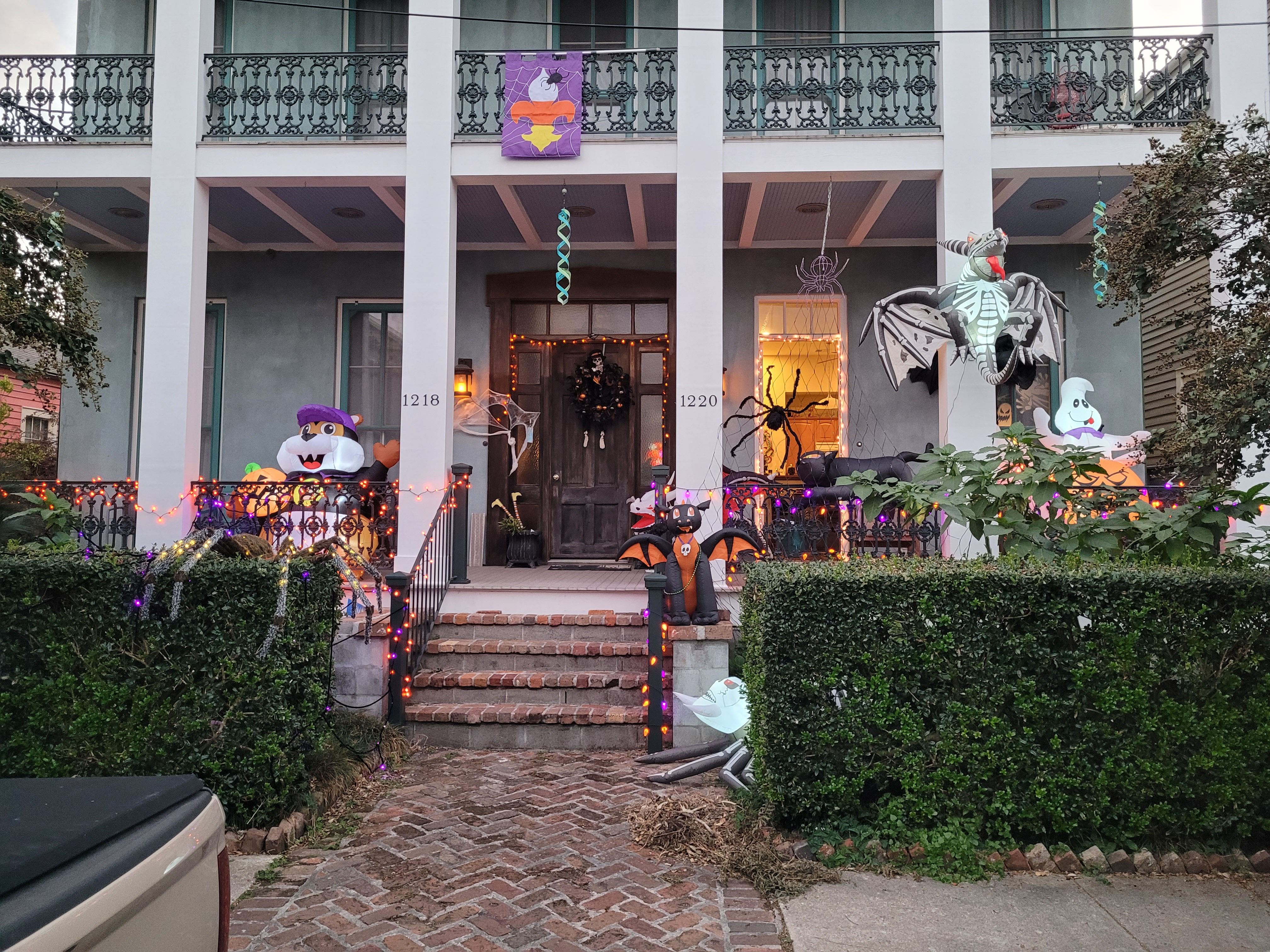 Photo shows a house in the Lower Garden District decorated for Halloween