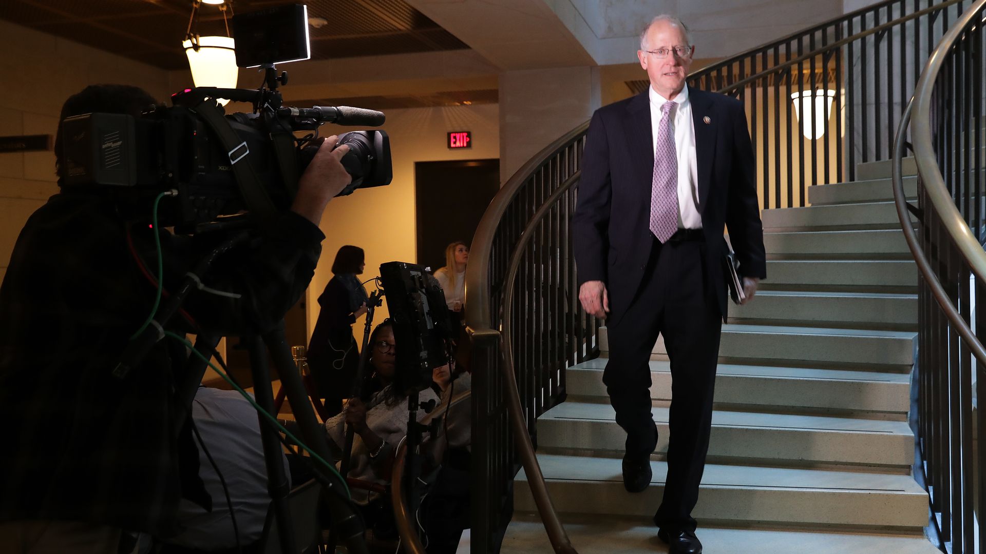 House Intelligence Committee member Rep. Mike Conaway (R-TX) returns to a closed-door hearing