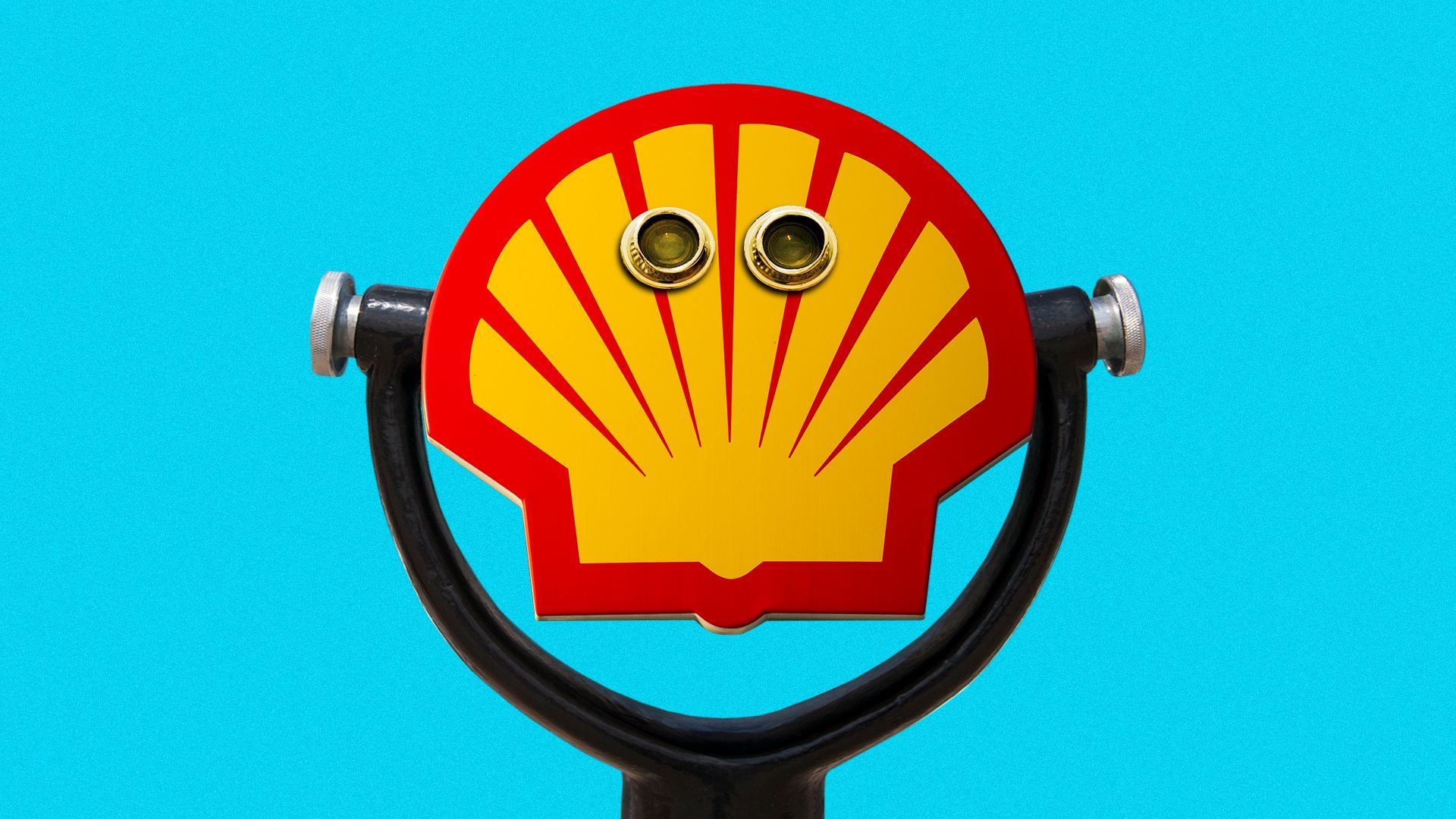 Illustration of sea binoculars made from a Shell logo 