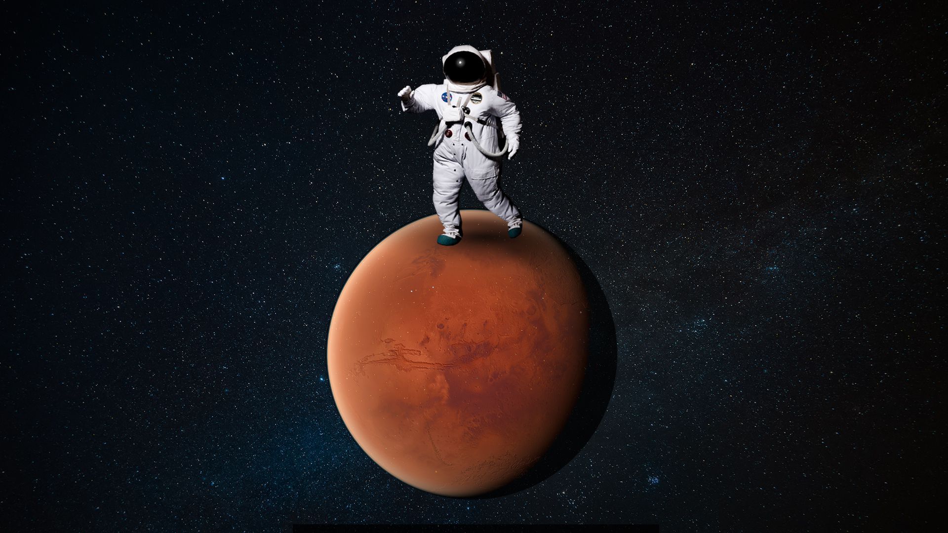 Illustration of an astronaut standing on Mars.