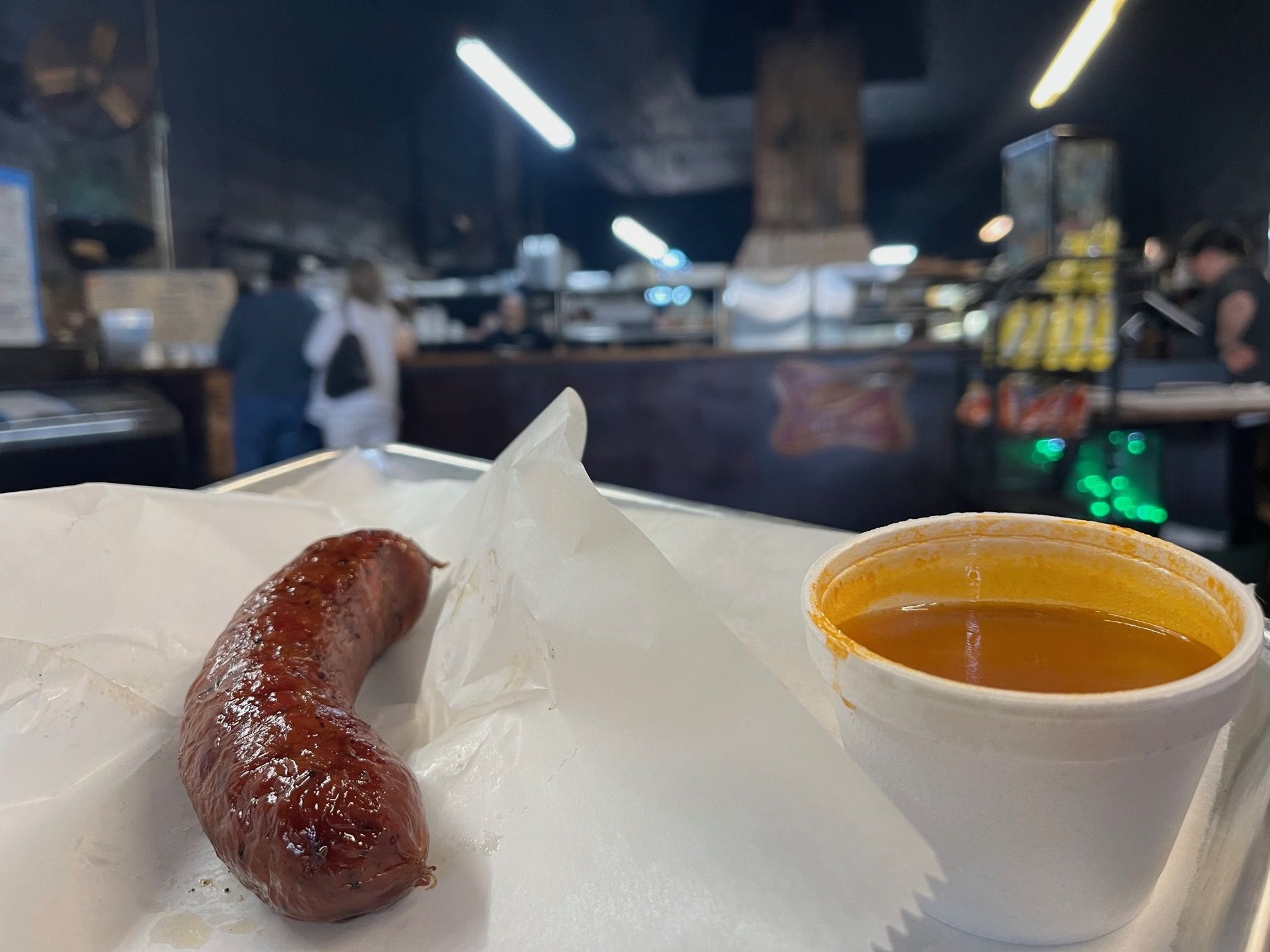 The smoked sausage at Louie Mueller's