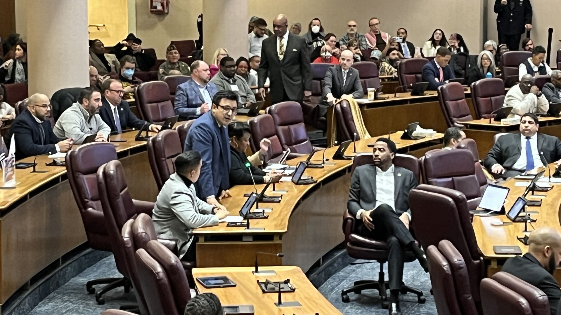 Photo of a voting chamber in a city hall 