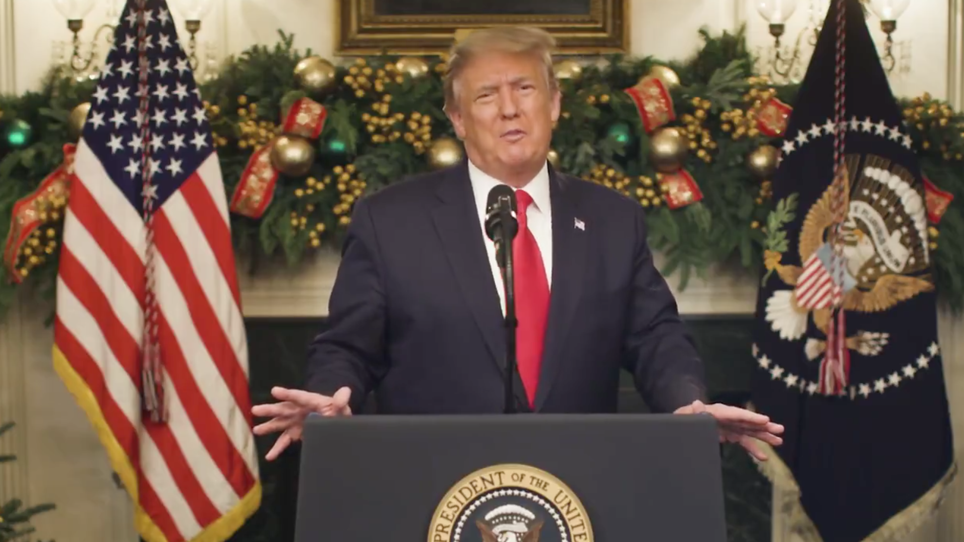 A screenshot of President Trump speaking about the bill