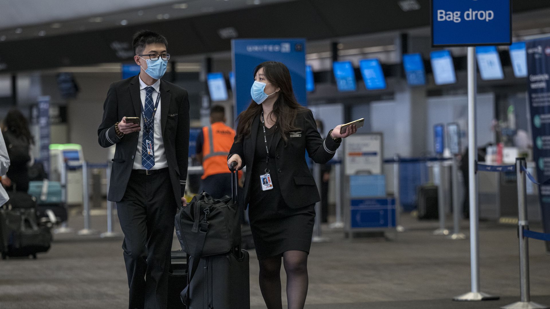 United Airlines crew members at San Francisco International Airport.