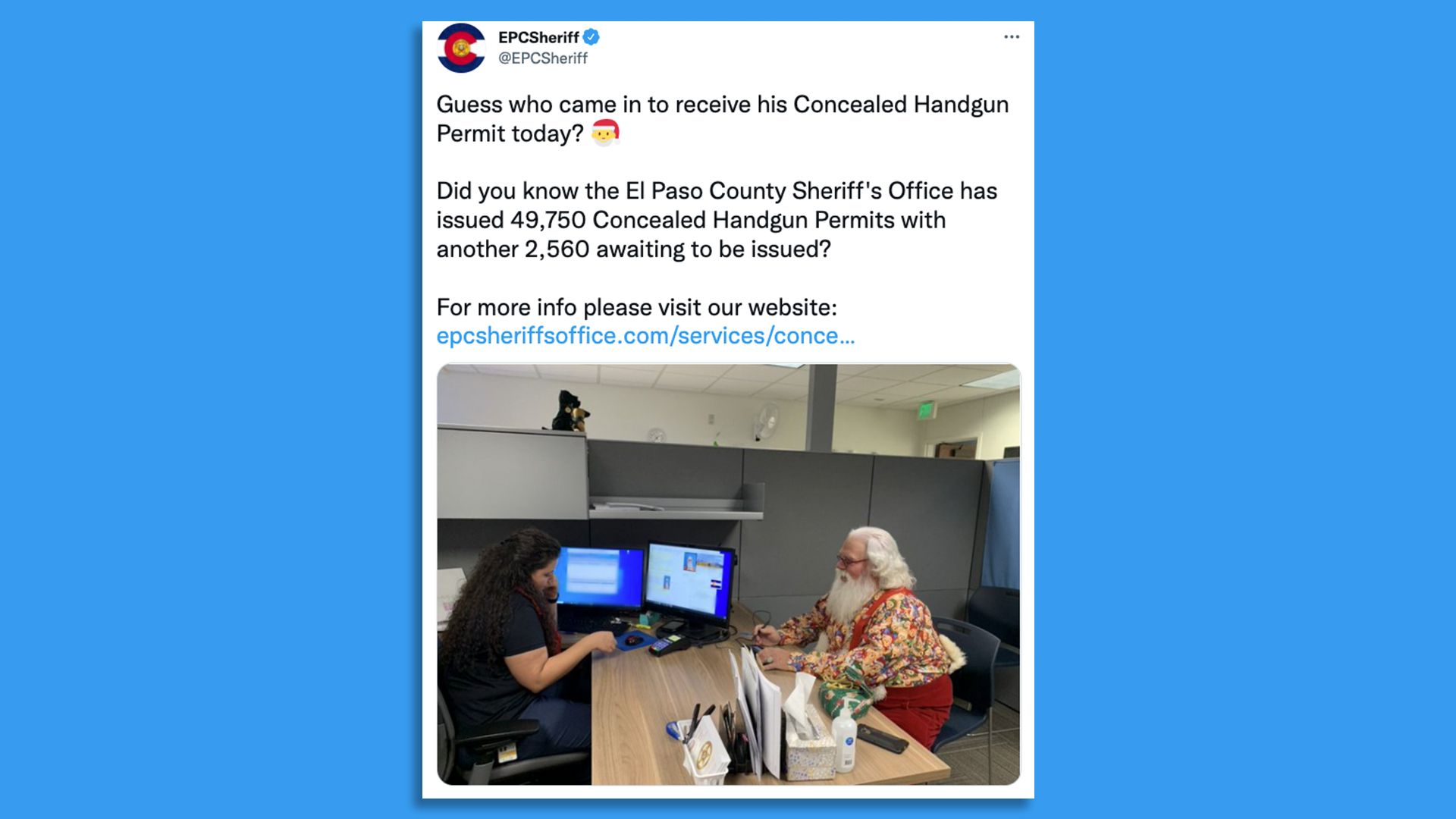 Screenshot of El Paso County Sheriff's Office tweet.