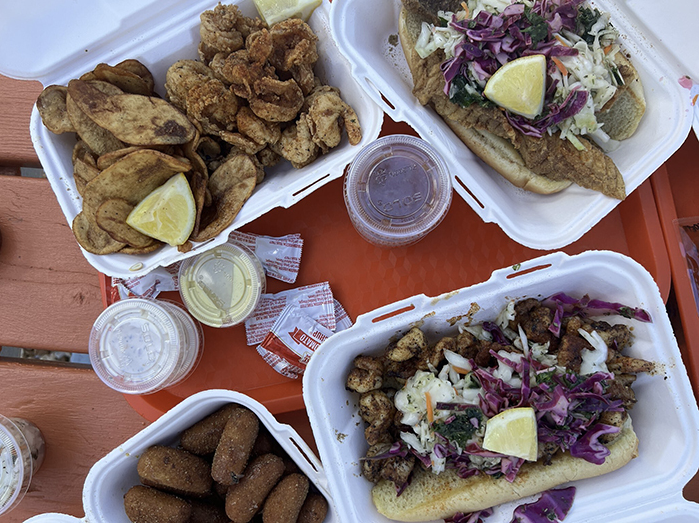 Fish baskets and hush honeys at Saltbox.