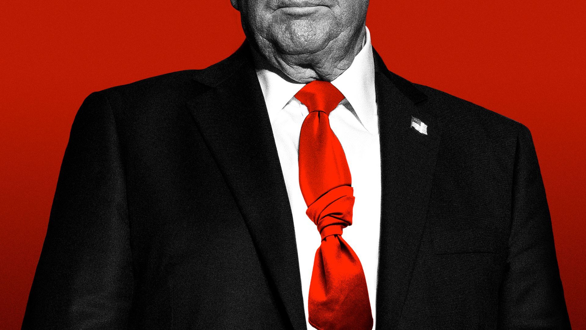 Photo illustration of President-elect Donald Trump's tie in a knot.