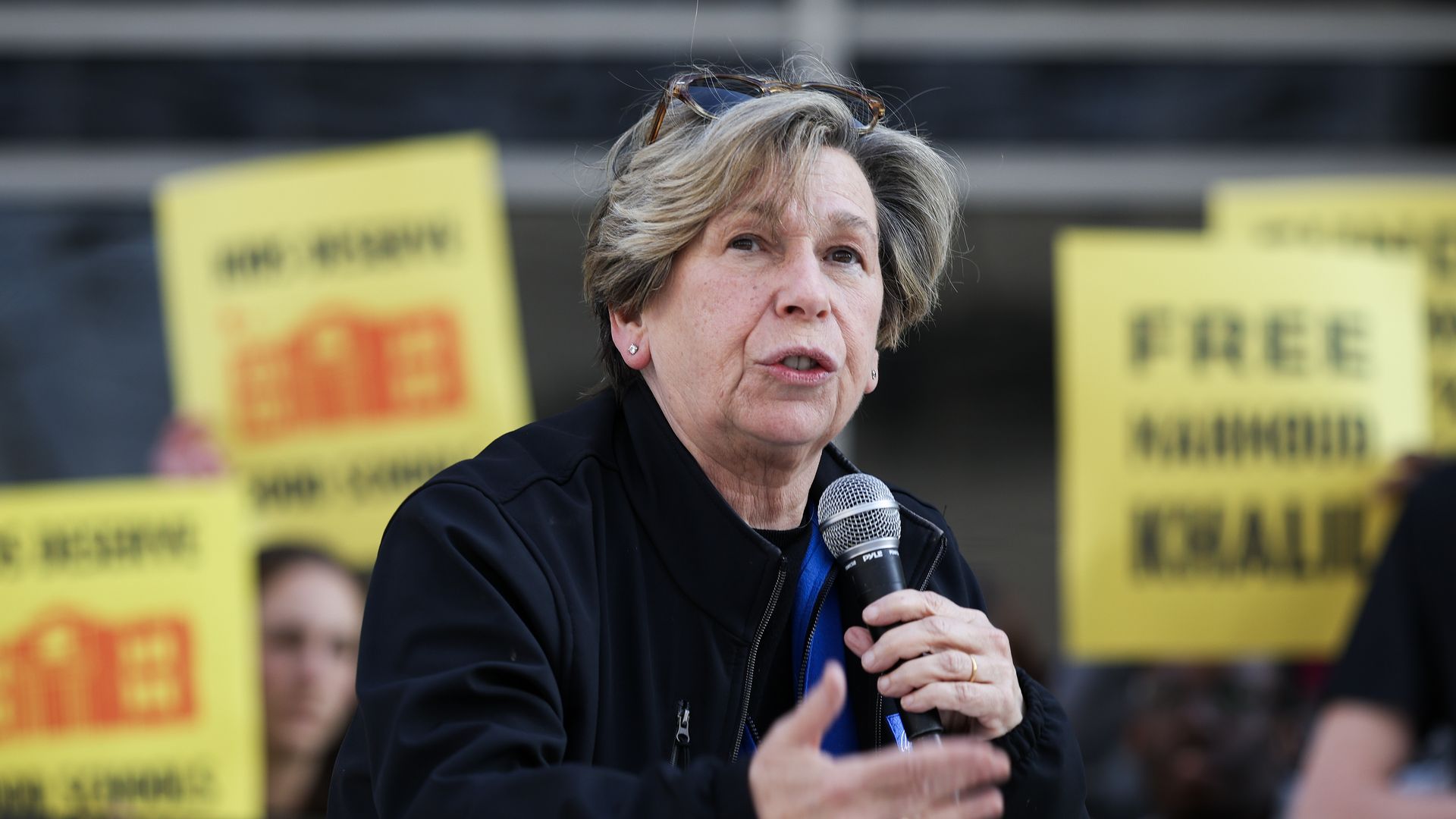 President of the American Federation of Teachers, Randi Weingarten speaks during a rally in front of the Department of Education to protest budget cuts on March 13, 2025 in Washington, DC. 