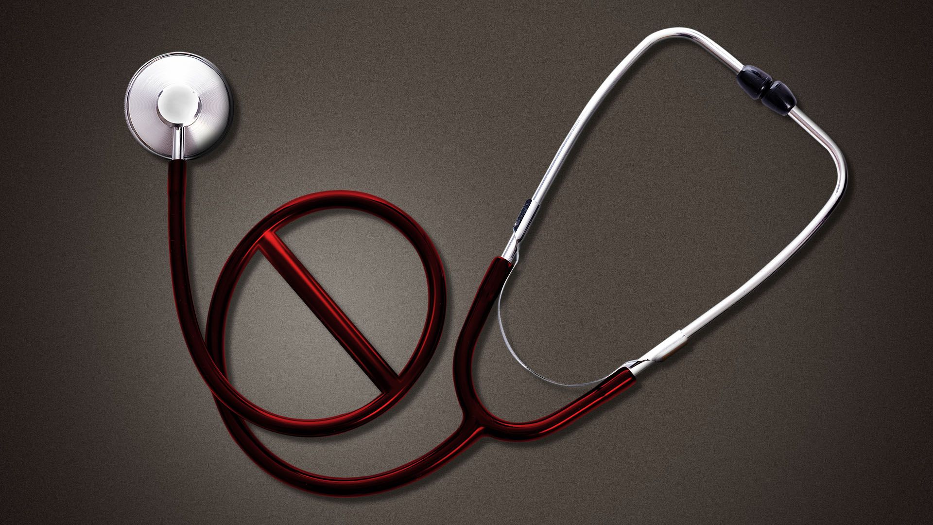 Illustration of a stethoscope forming a "no" symbol