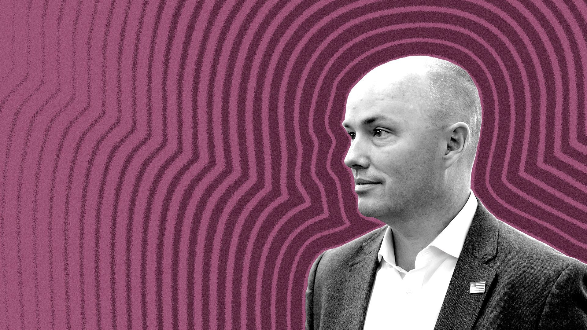 Photo illustration of Utah Governor Spencer Cox with lines radiating from him.