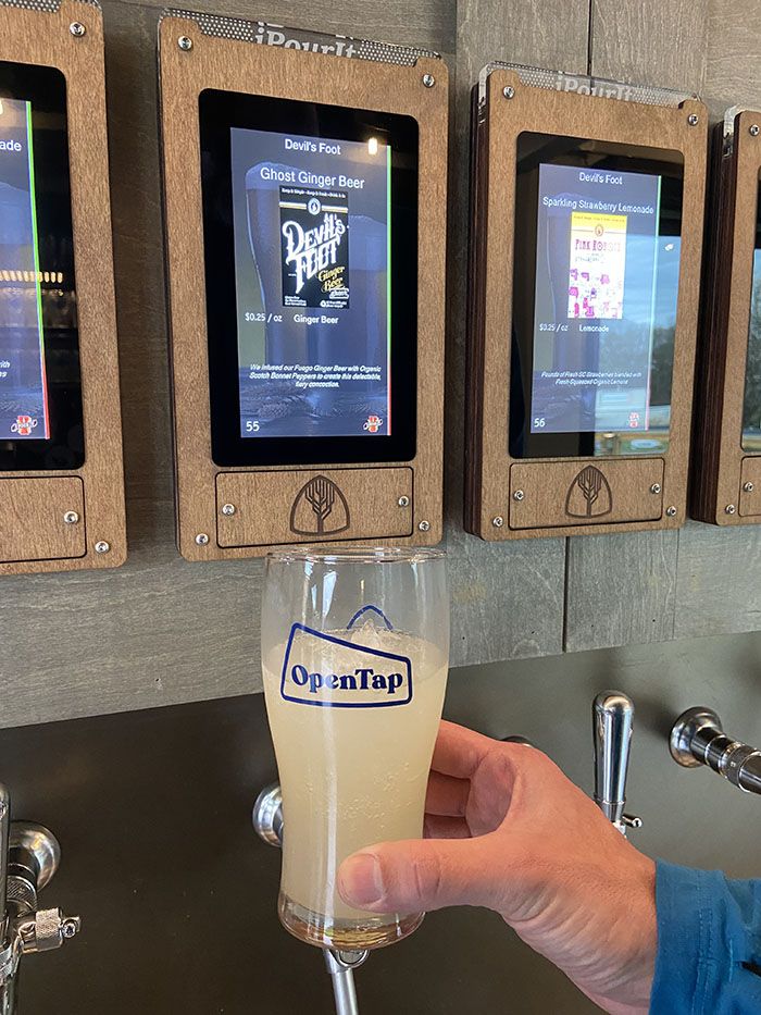 Devil's Foot ginger beer is one of the non-alcoholic options at OpenTap. Photo: Ashley Mahoney/Axios
