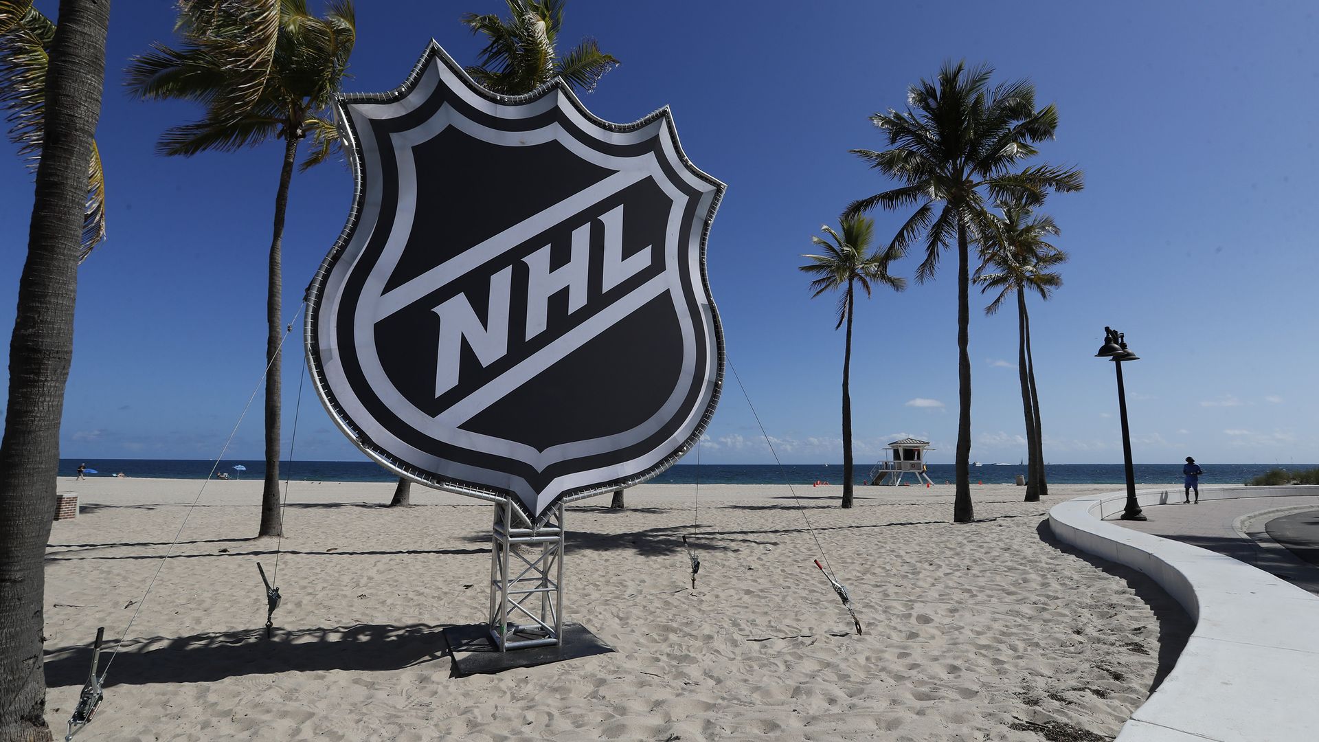 NHL logo on the beach