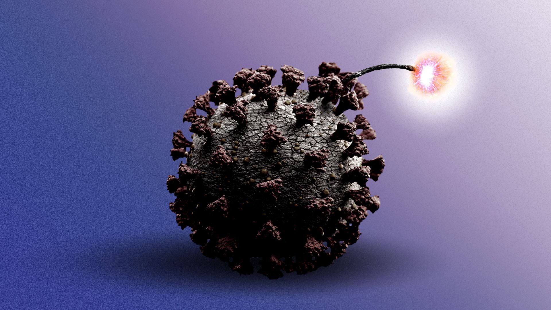 Illustration of coronavirus in the shape of an ignited bomb 