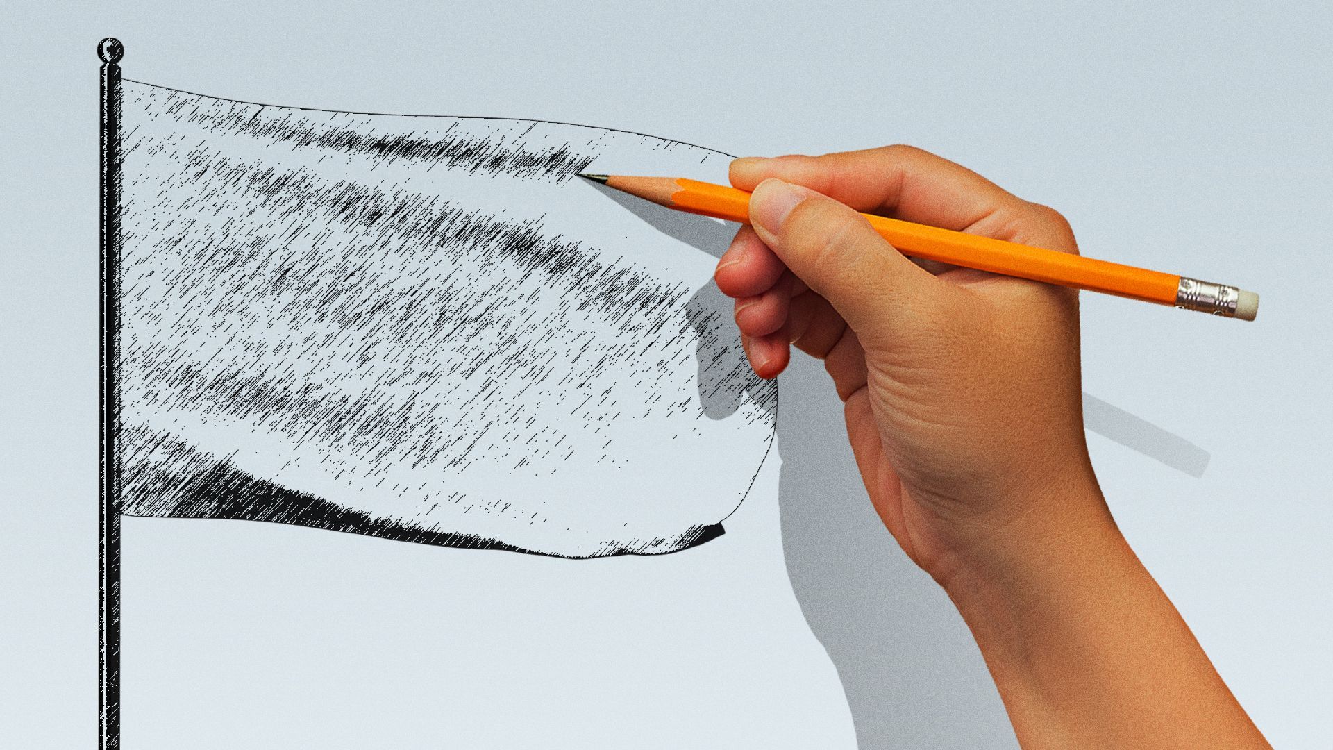 Illustration of a person drawing a flag. 