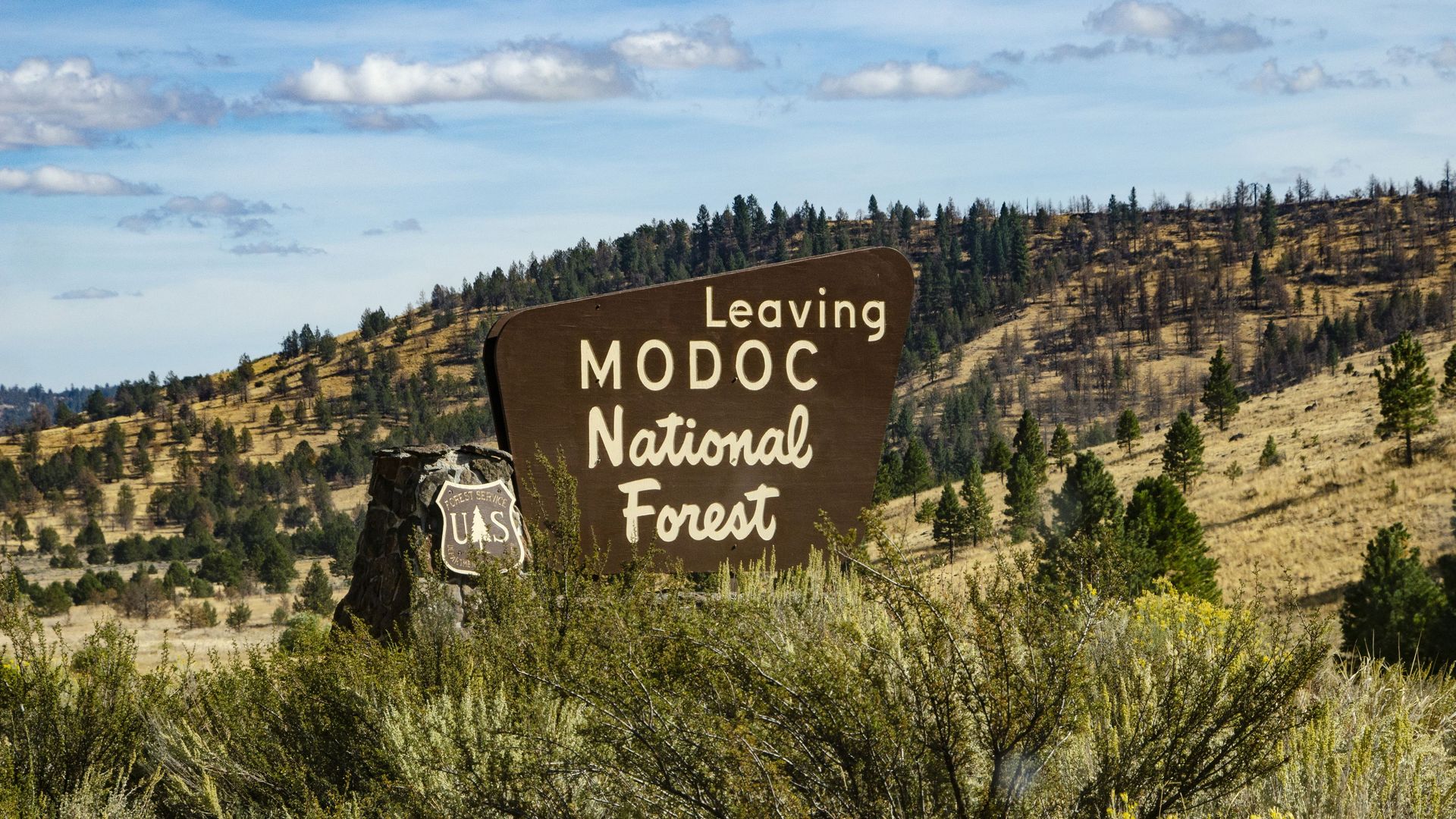 North America, USA, California, Modoc National Forest Sign. 
