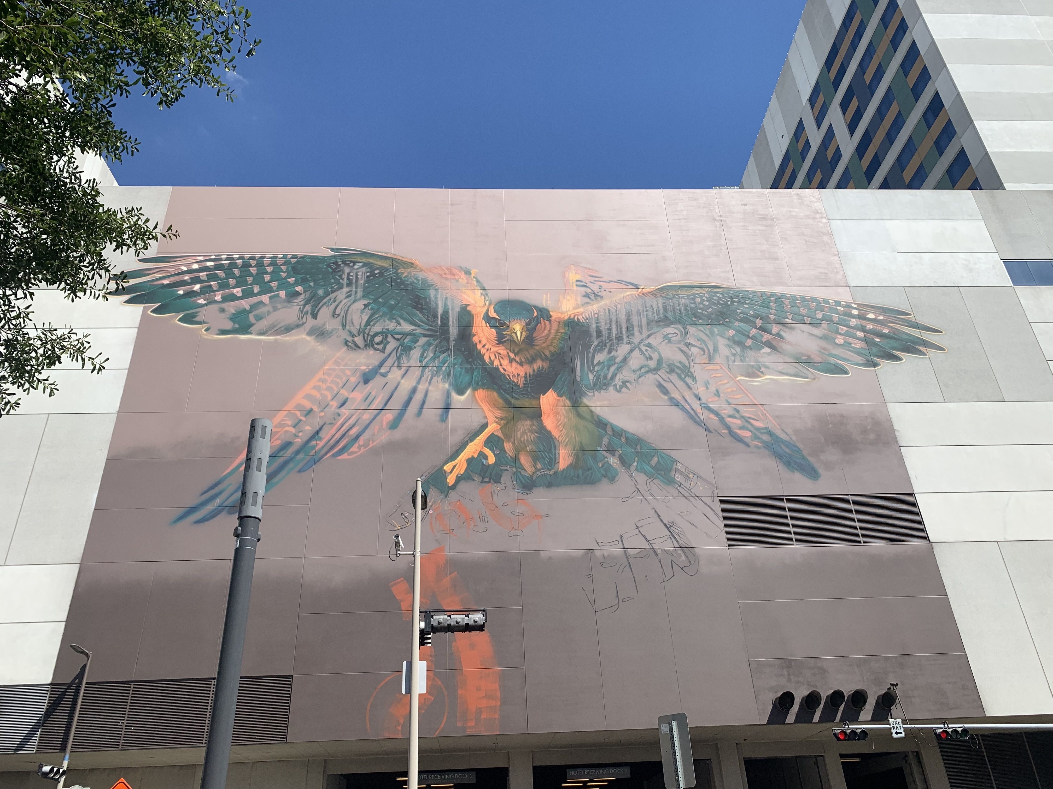 Photo of a falcon mural