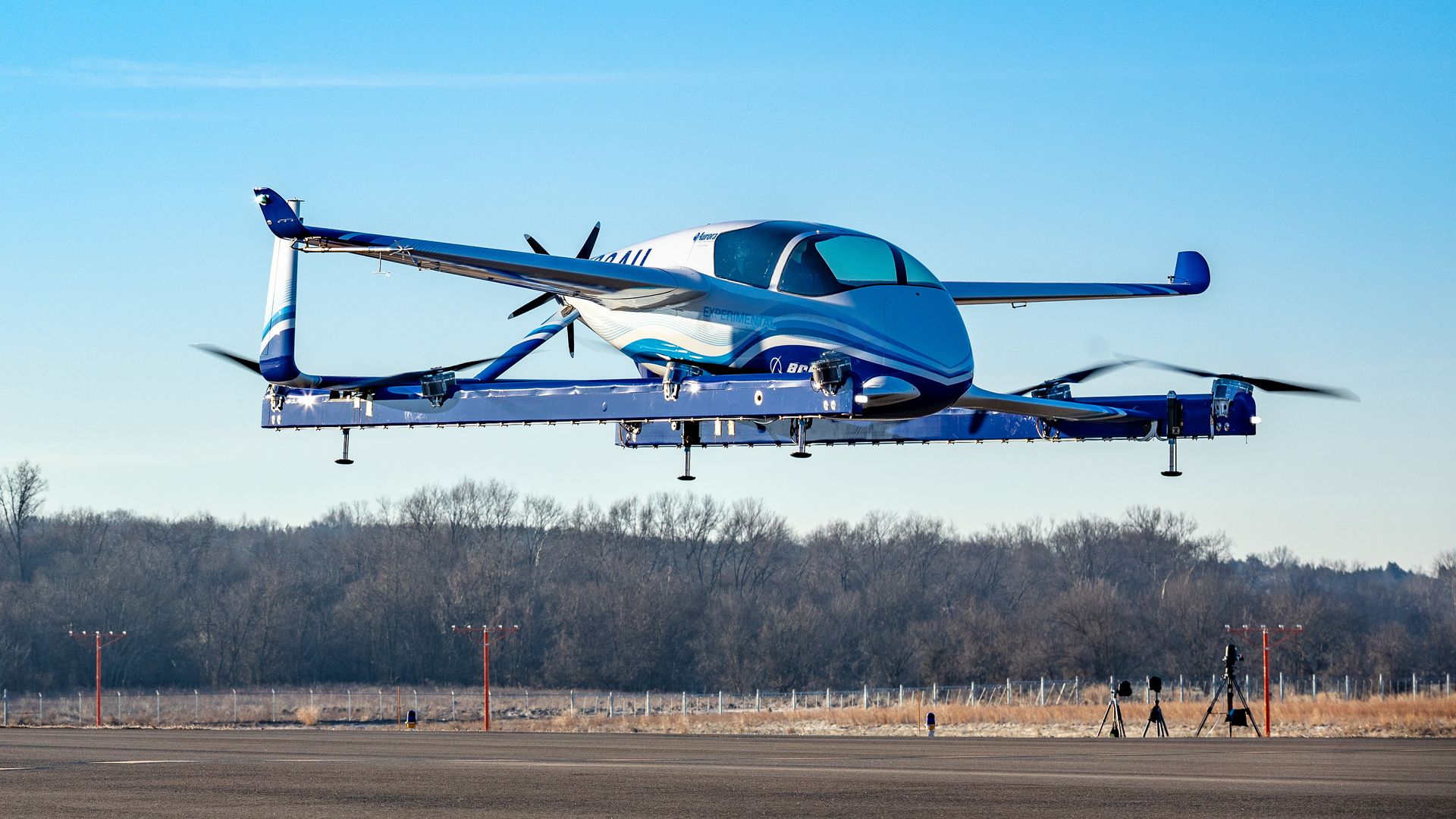 A photo of a flying car