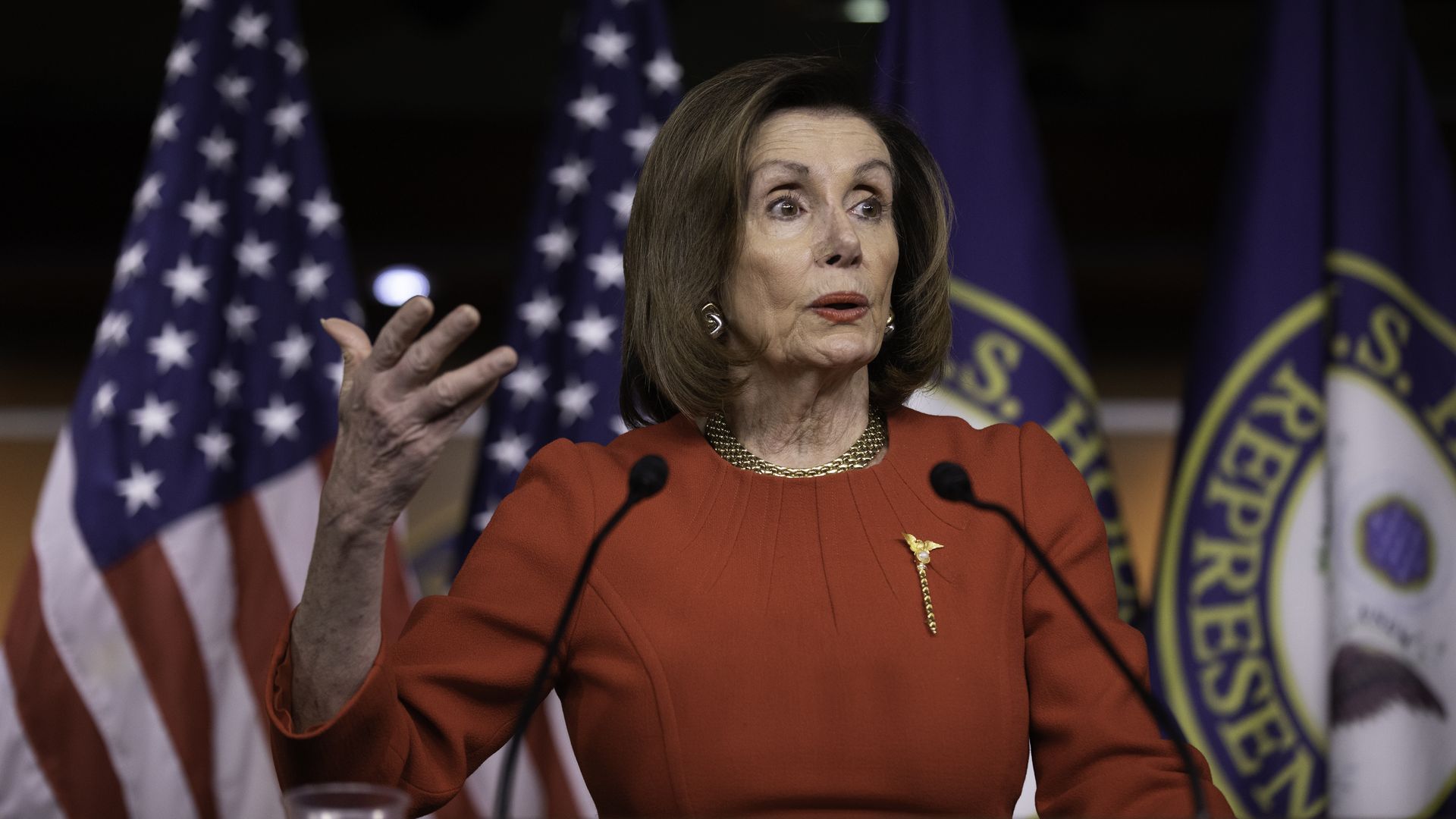 House Speaker Nancy Pelosi (D-CA) at her final weekly news conference of 2019 at the U.S. Capitol 