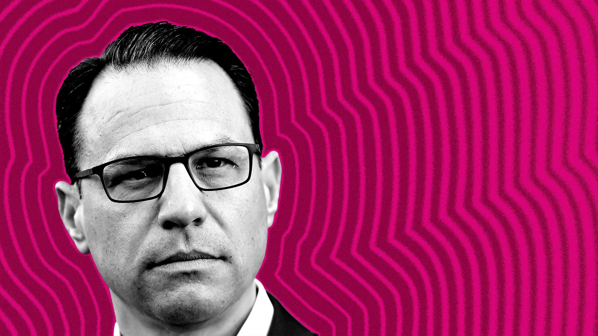 Photo illustration of Josh Shapiro with lines radiating from him.