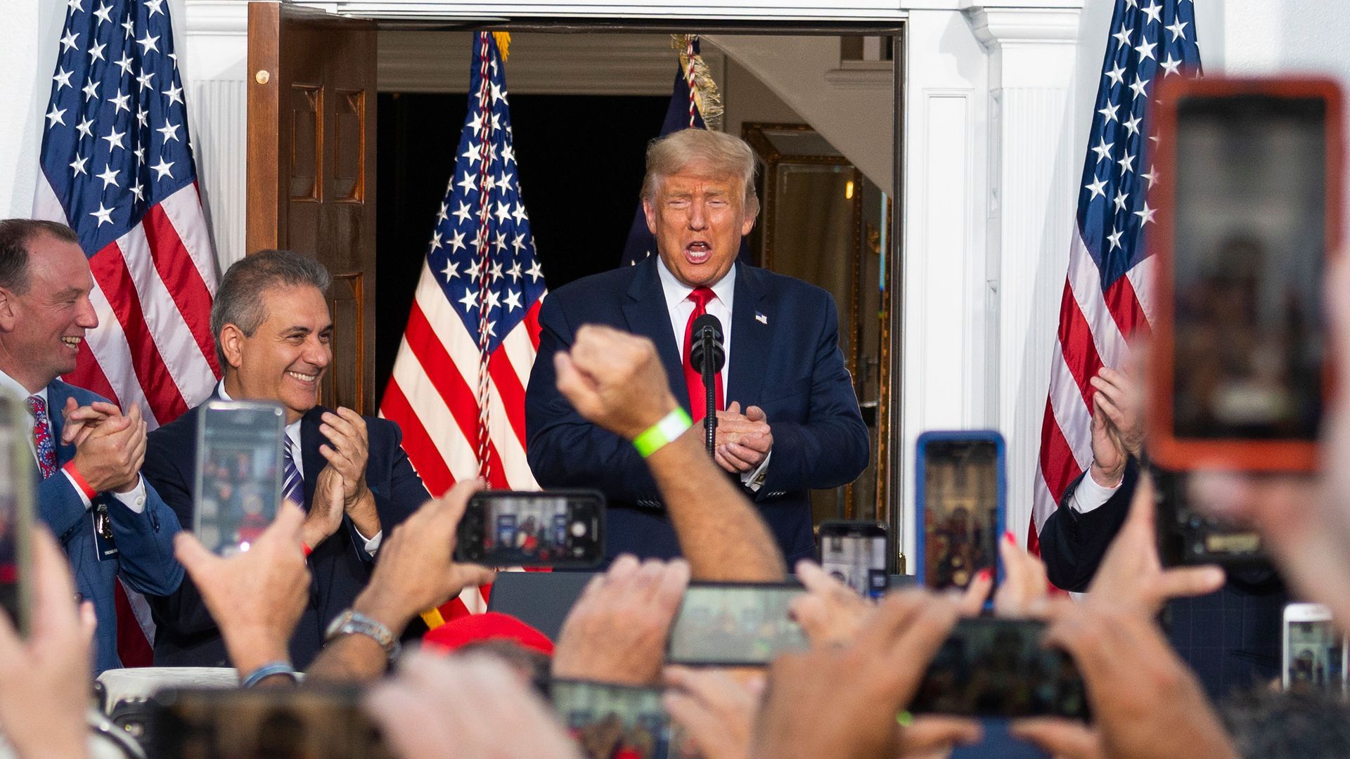 Trump delivers remarks to the City of New York Police Benevolent Association at the Trump National Golf Club in Bedminster, N.J. 