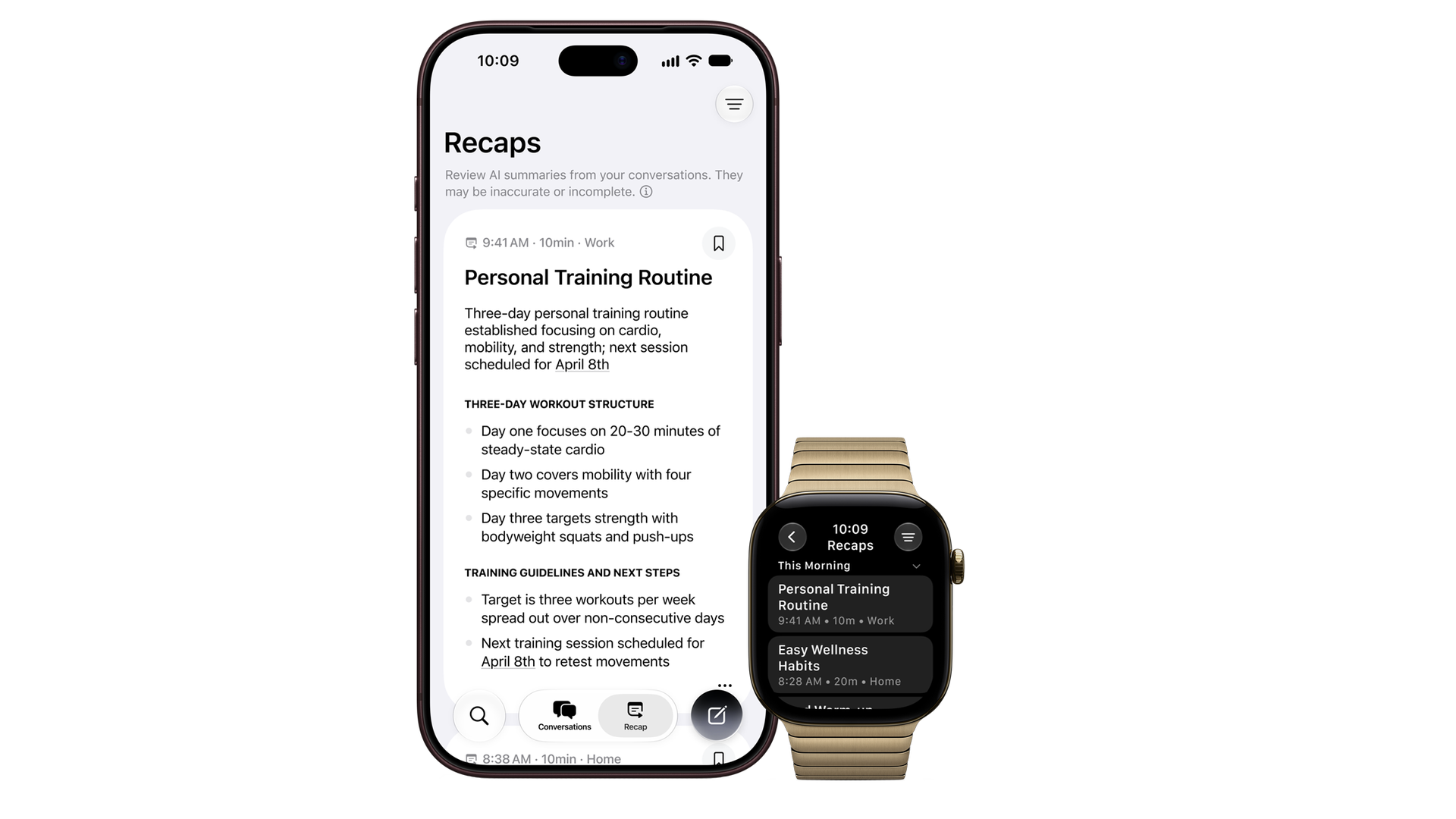 Apple's new Siri Recap feature in action.