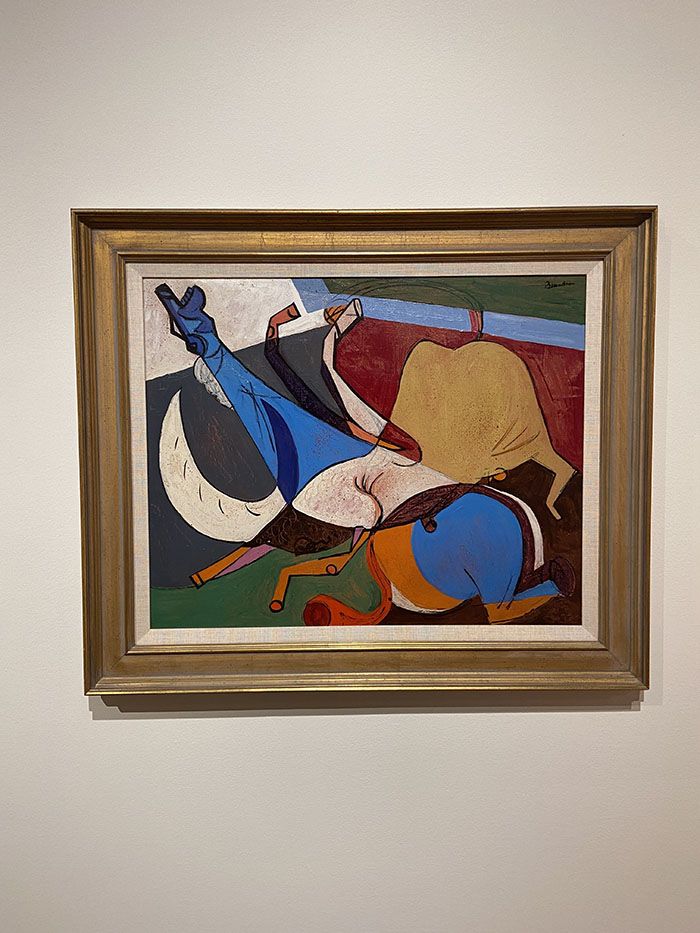 "Now the Dove and the Leopard Wrestle" by Romare Bearden in "Bearden/Picasso: Rhythms and Reverberations." Photo: Ashley Mahoney/Axios 