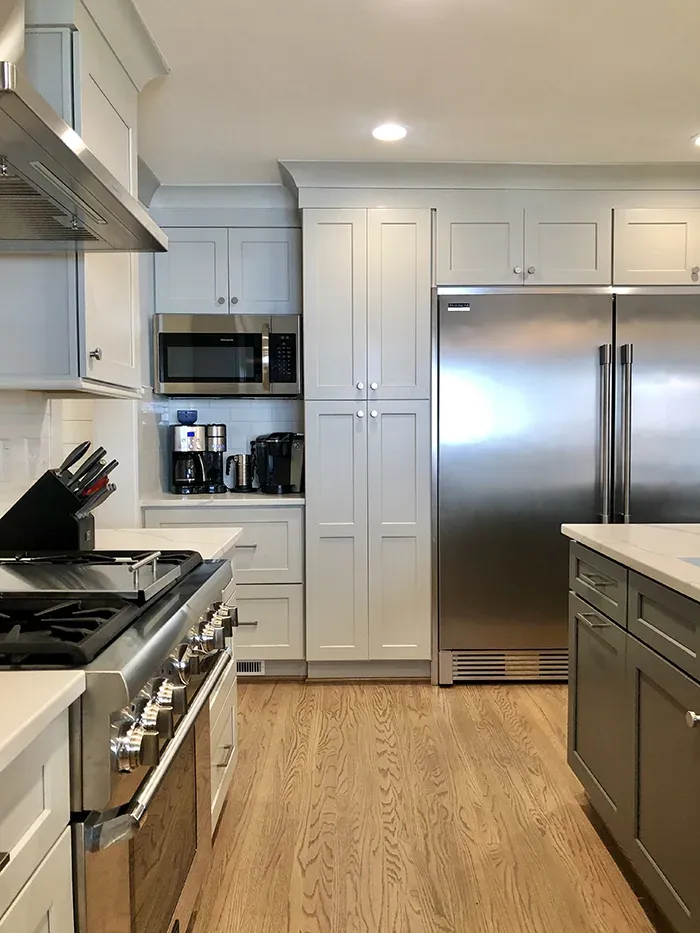 Katie Roche Home Tour before coffee bar and fridge