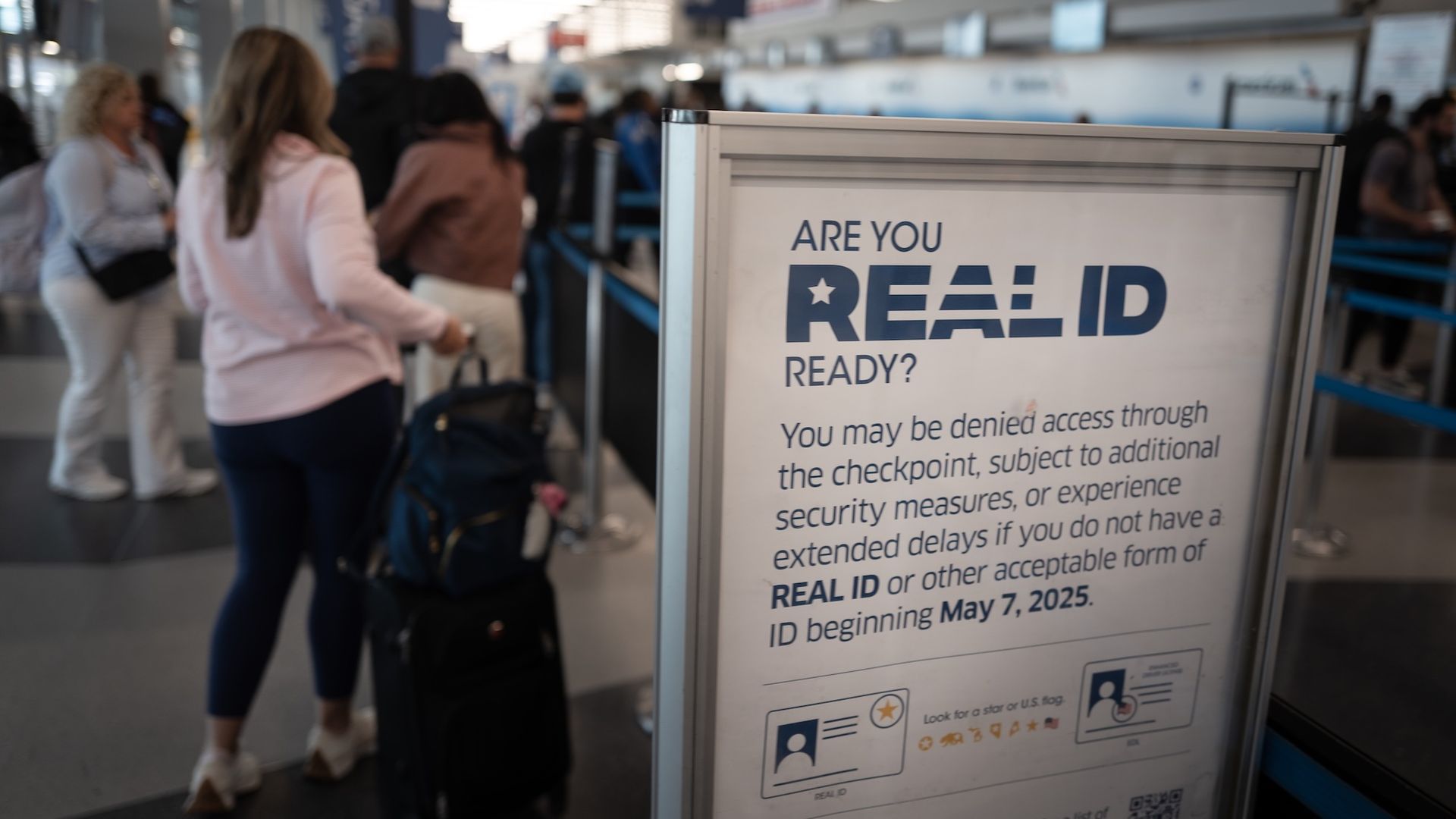 A sign at airport reading: "Are you Real ID ready?"