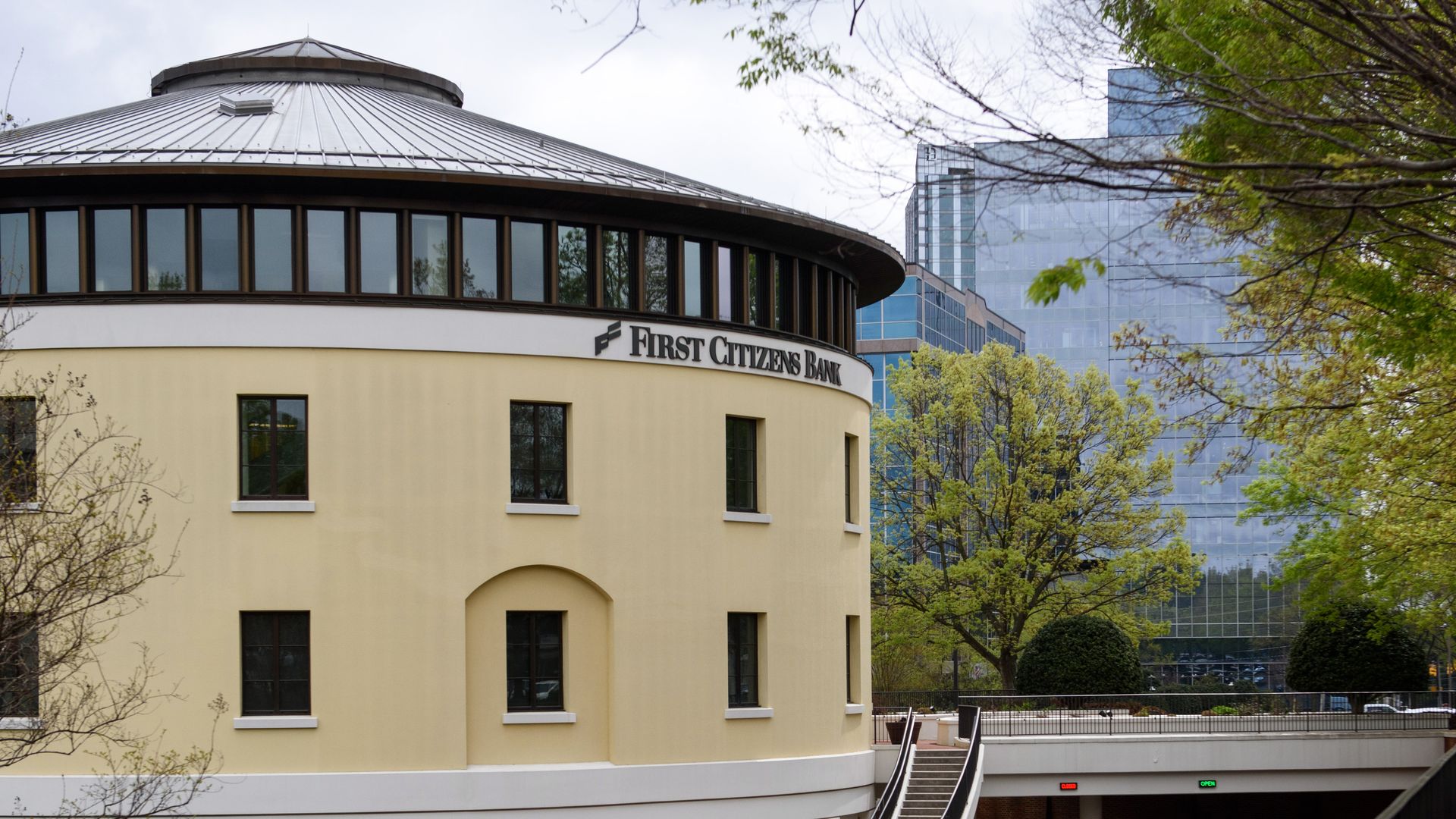 RALEIGH, NC - MARCH 27: An exterior view of a First Citizens Bank branch on March 27, 2023 in Raleigh, North Carolina. First Citizens Bank has acquired failed Silicon Valley Bank. The FDIC agreed to give Raleigh based First Citizens a $16.5 billion discount on $72 billion in loans and a pledge to sh